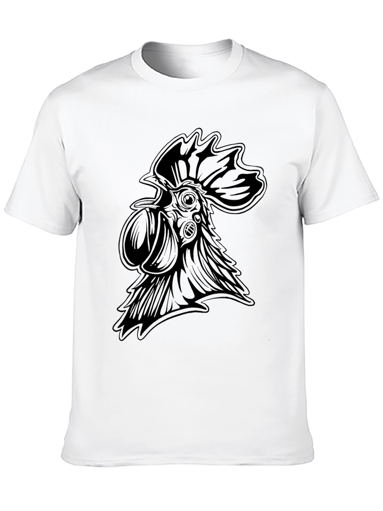 Mens Black Rooster Graphic T-Shirt