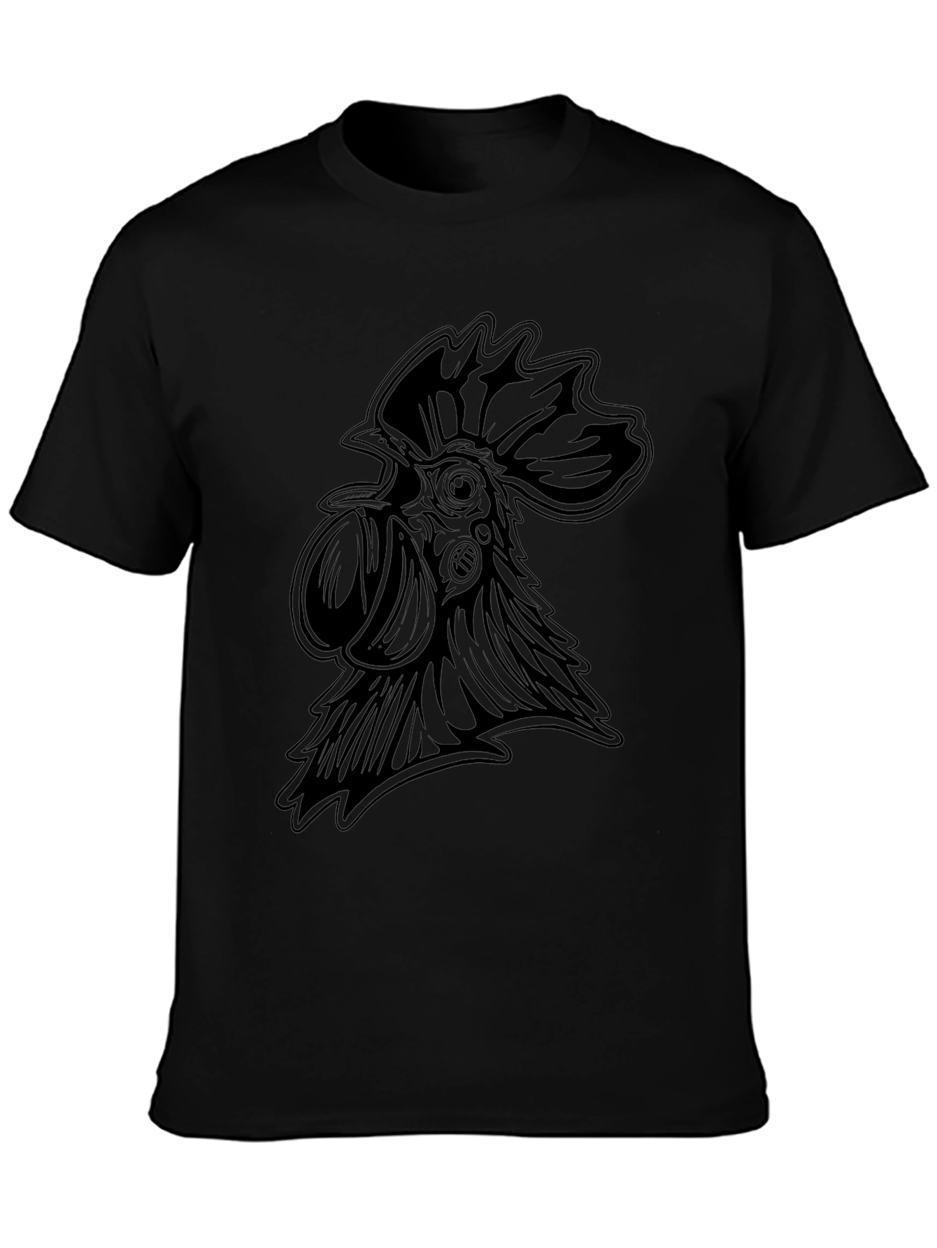 Mens Black Rooster Graphic T-Shirt