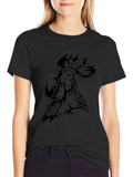 Mens Black Rooster Graphic T-Shirt