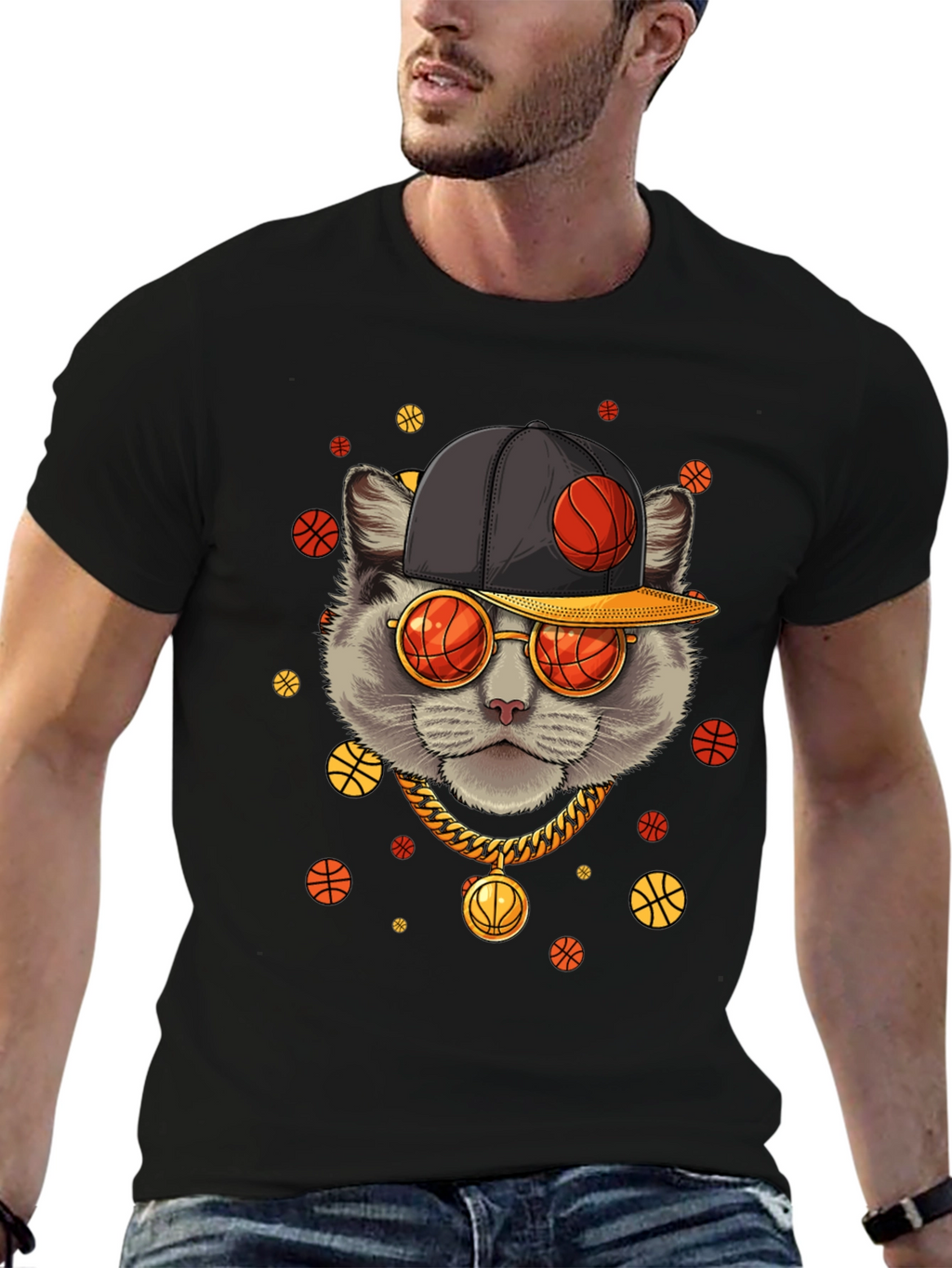 Basketball Cat Graphic Tee