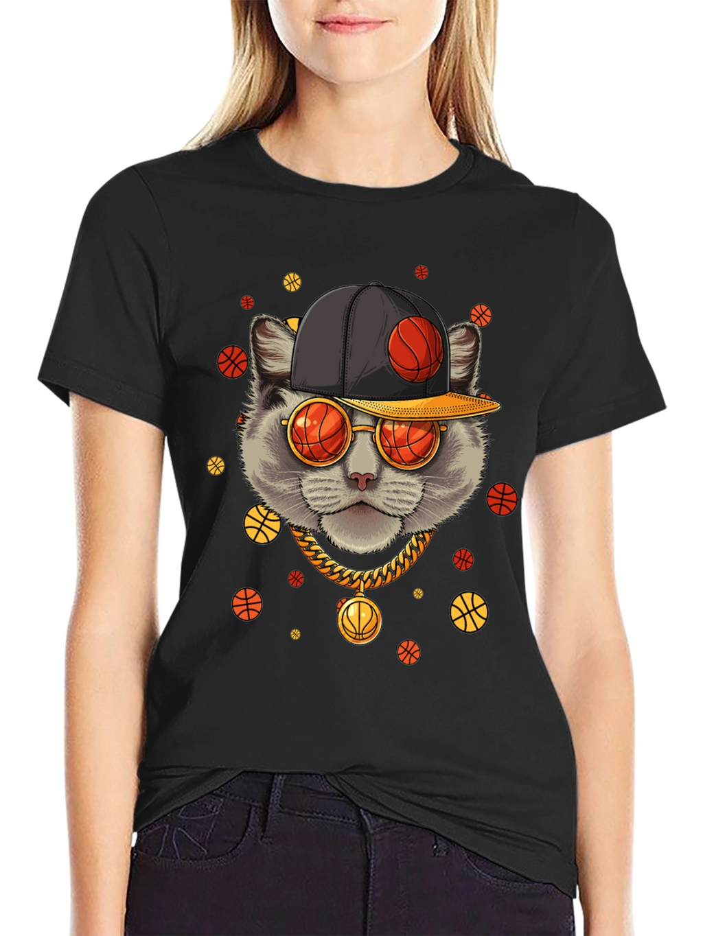 Basketball Cat Graphic Tee