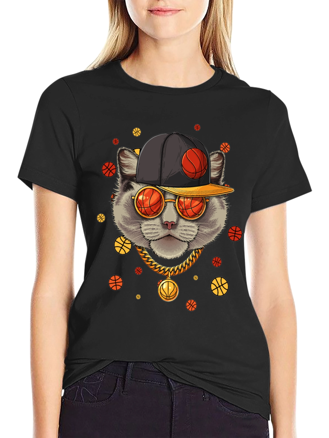 Basketball Cat Graphic Tee