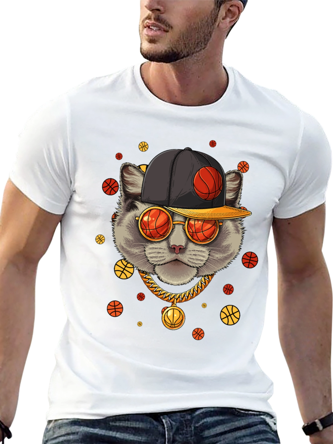 Basketball Cat Graphic Tee