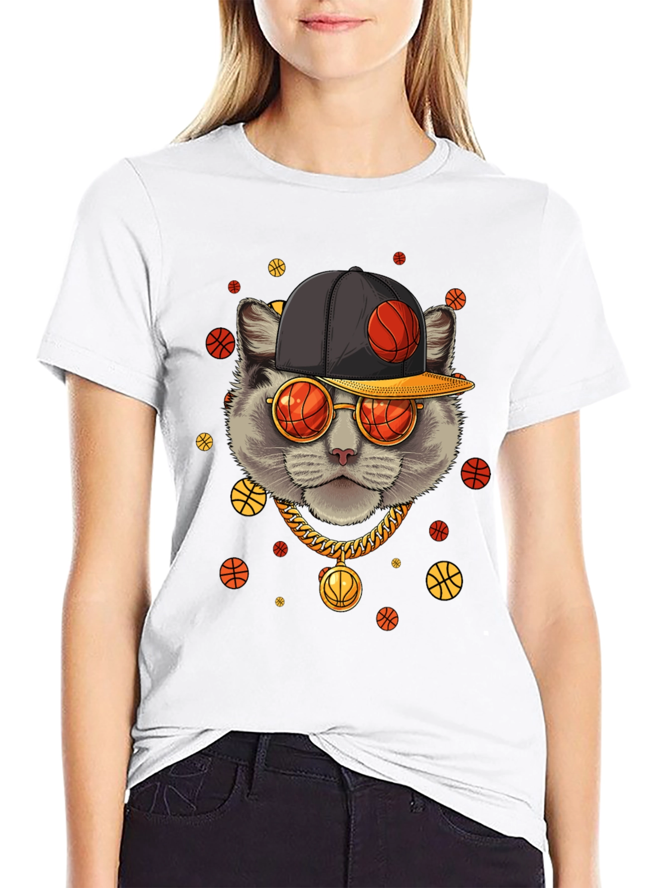 Basketball Cat Graphic Tee