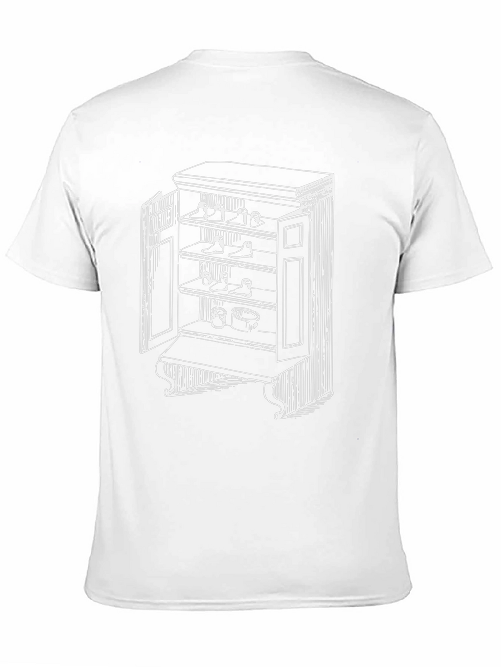 Black T-Shirt with Novelty Shoe Cupboard Design