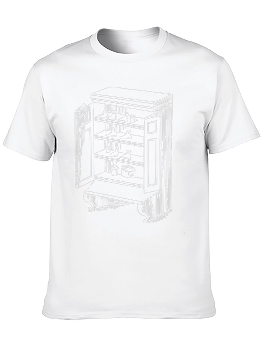 Black T-Shirt with Novelty Shoe Cupboard Design
