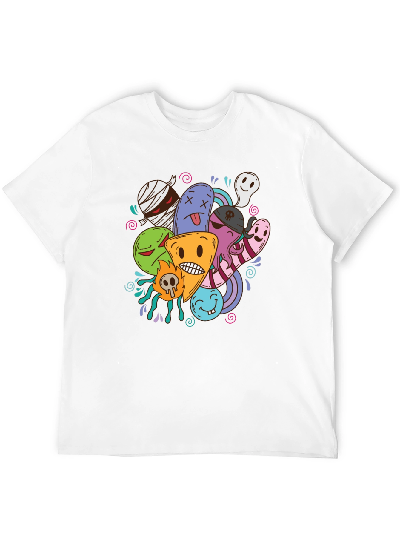Funky Cartoon Doodle Black T-Shirt
