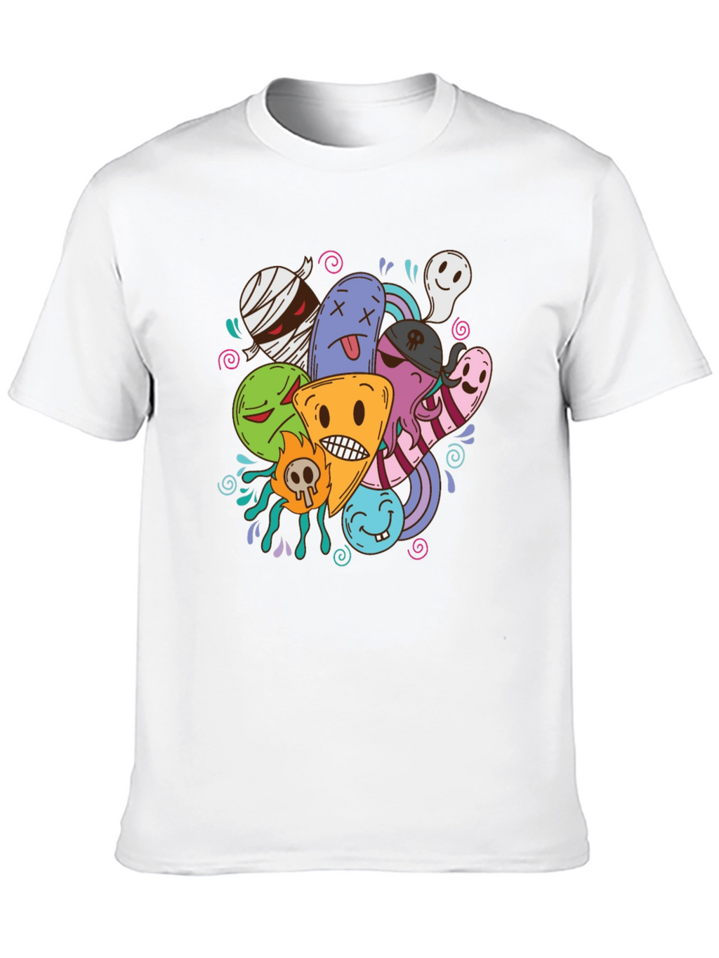 Funky Cartoon Doodle Black T-Shirt