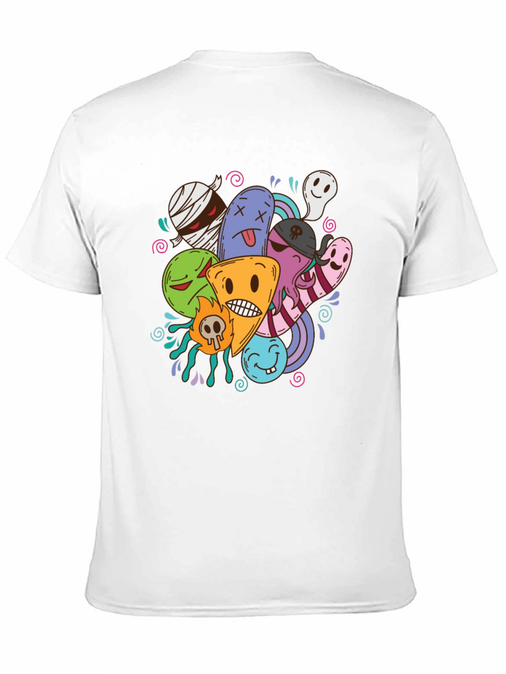 Funky Cartoon Doodle Black T-Shirt
