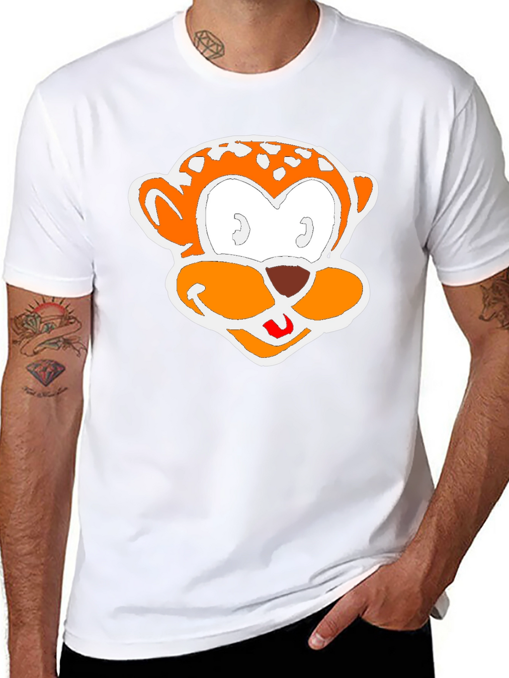 Cartoon Monkey Graphic Black T-Shirt