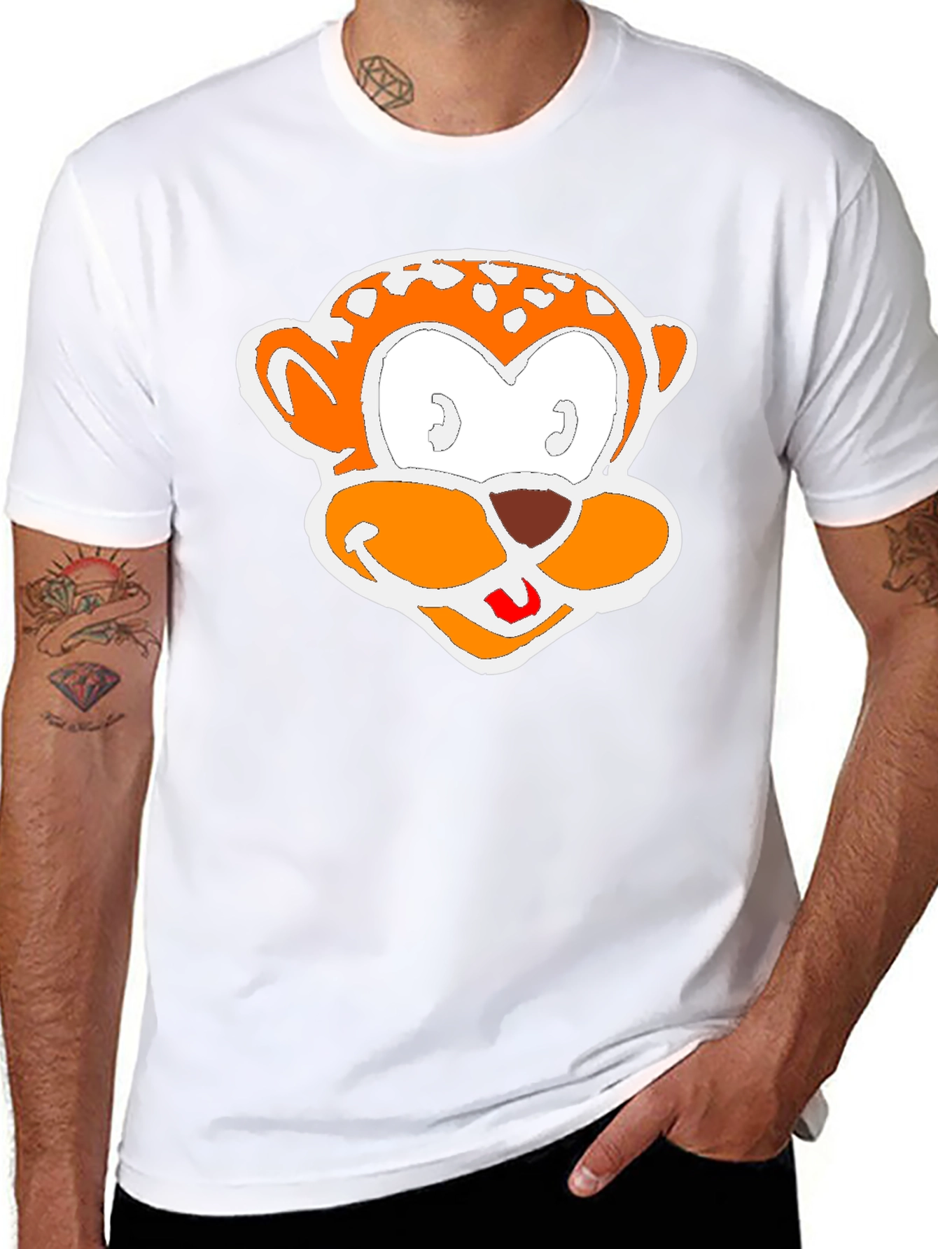 Cartoon Monkey Graphic Black T-Shirt