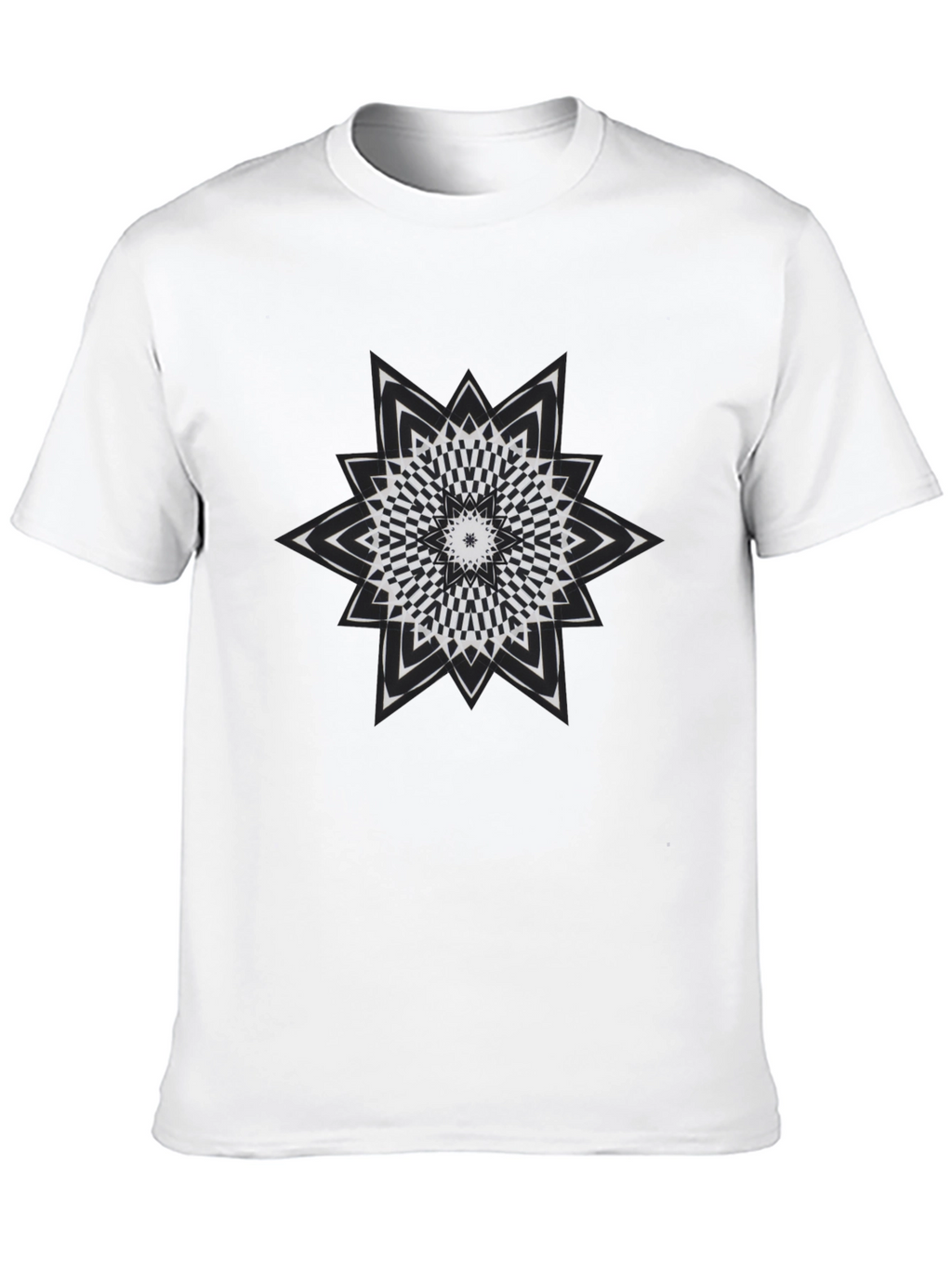 Optical Illusion Star Graphic Tee - Mens Black T-Shirt