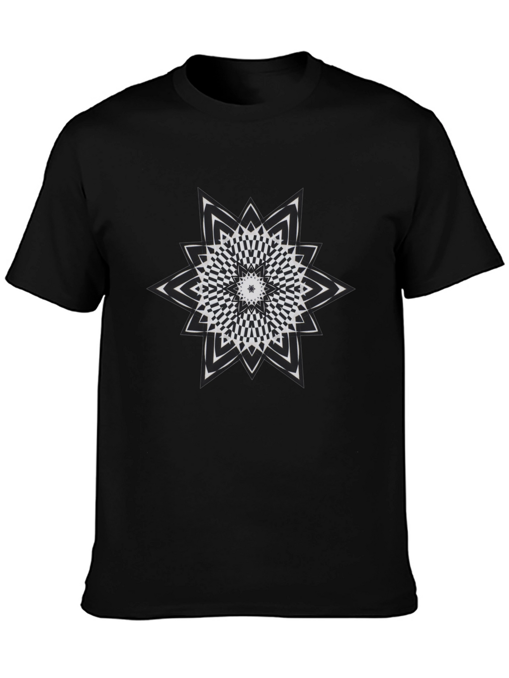 Optical Illusion Star Graphic Tee - Mens Black T-Shirt