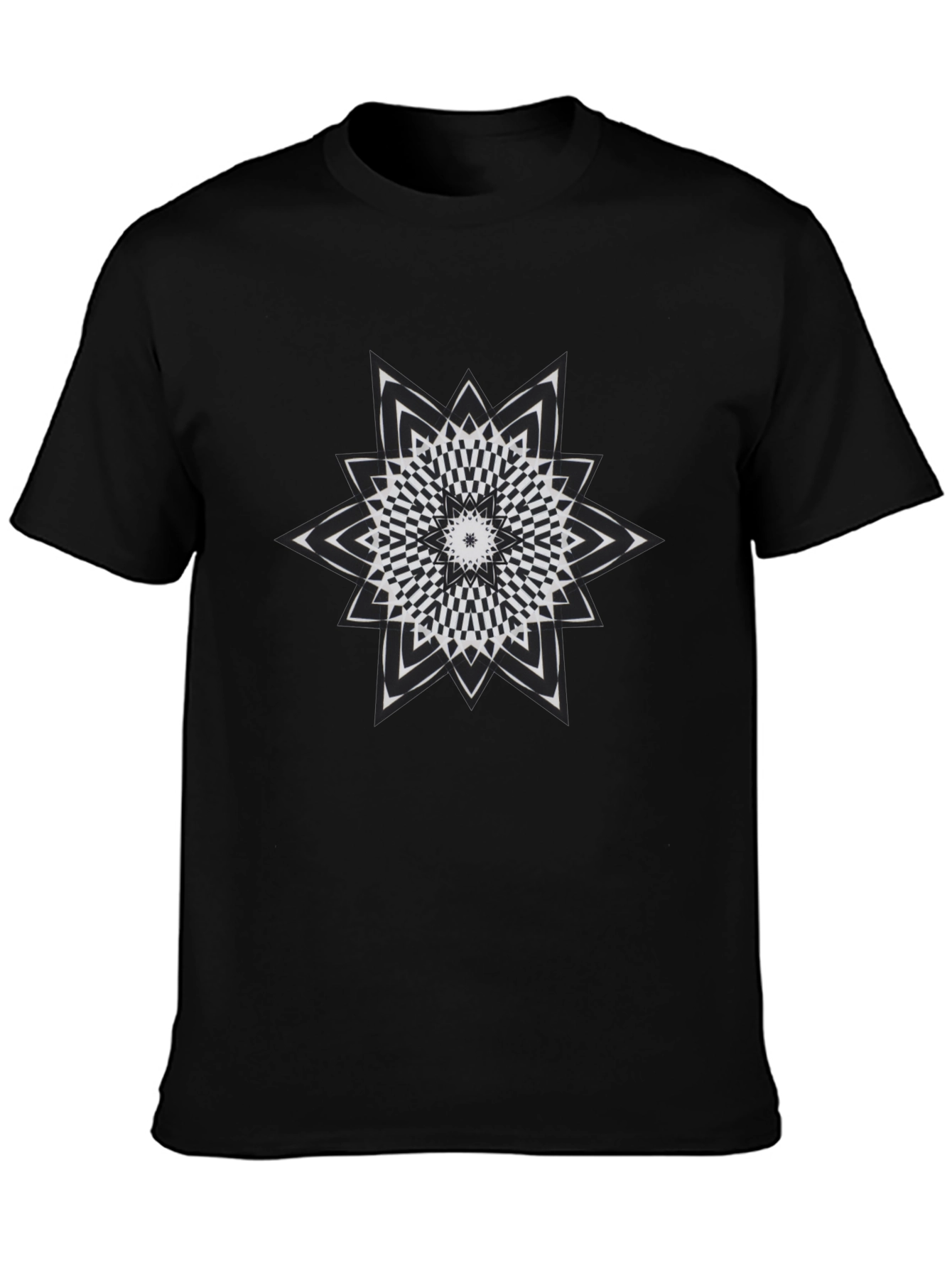 Optical Illusion Star Graphic Tee - Mens Black T-Shirt