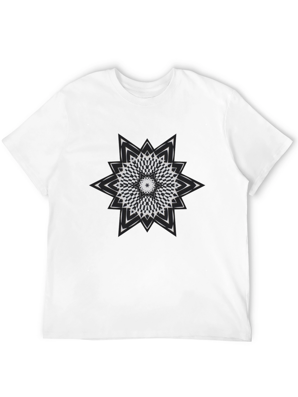 Optical Illusion Star Graphic Tee - Mens Black T-Shirt