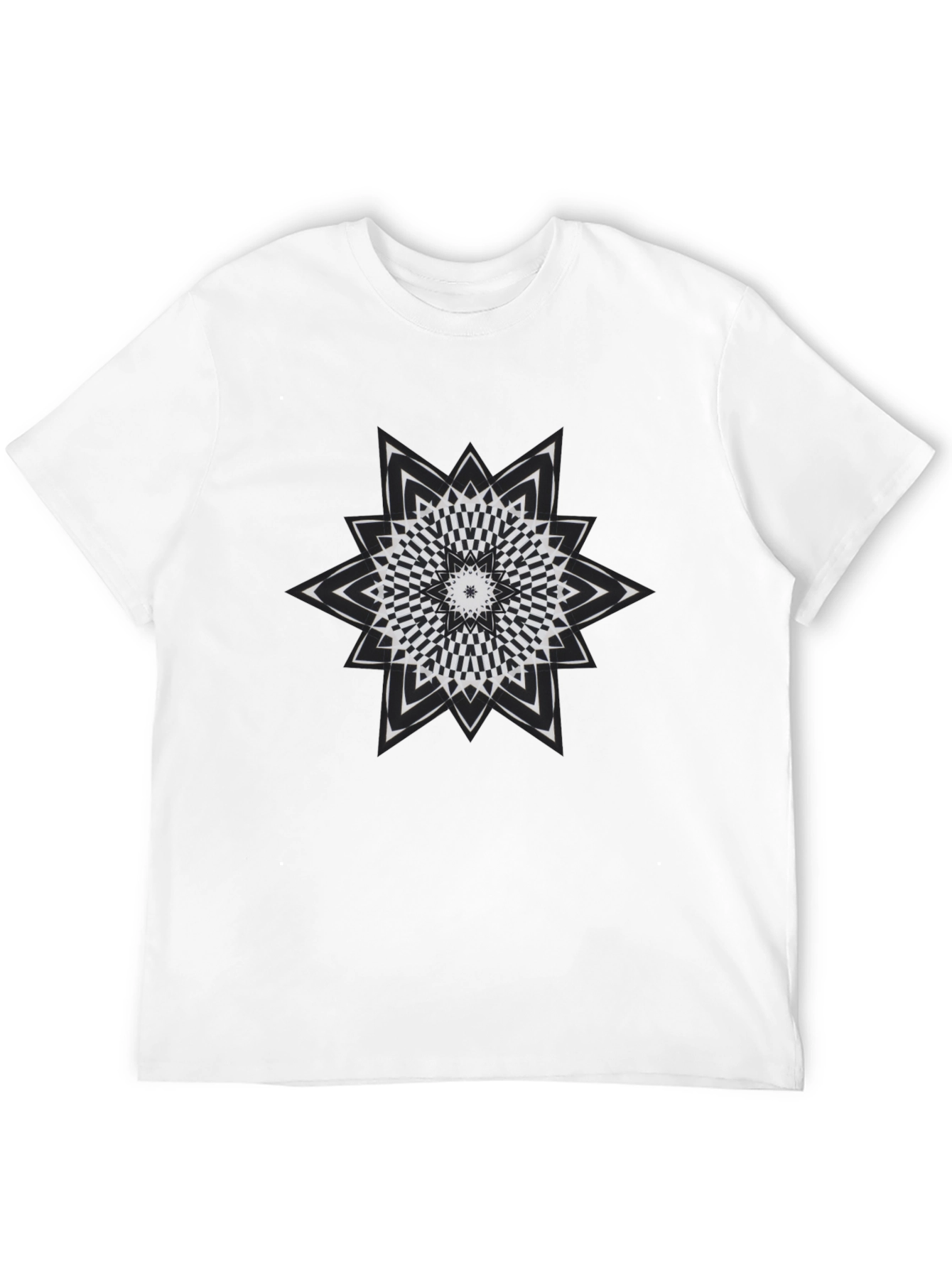 Optical Illusion Star Graphic Tee - Mens Black T-Shirt