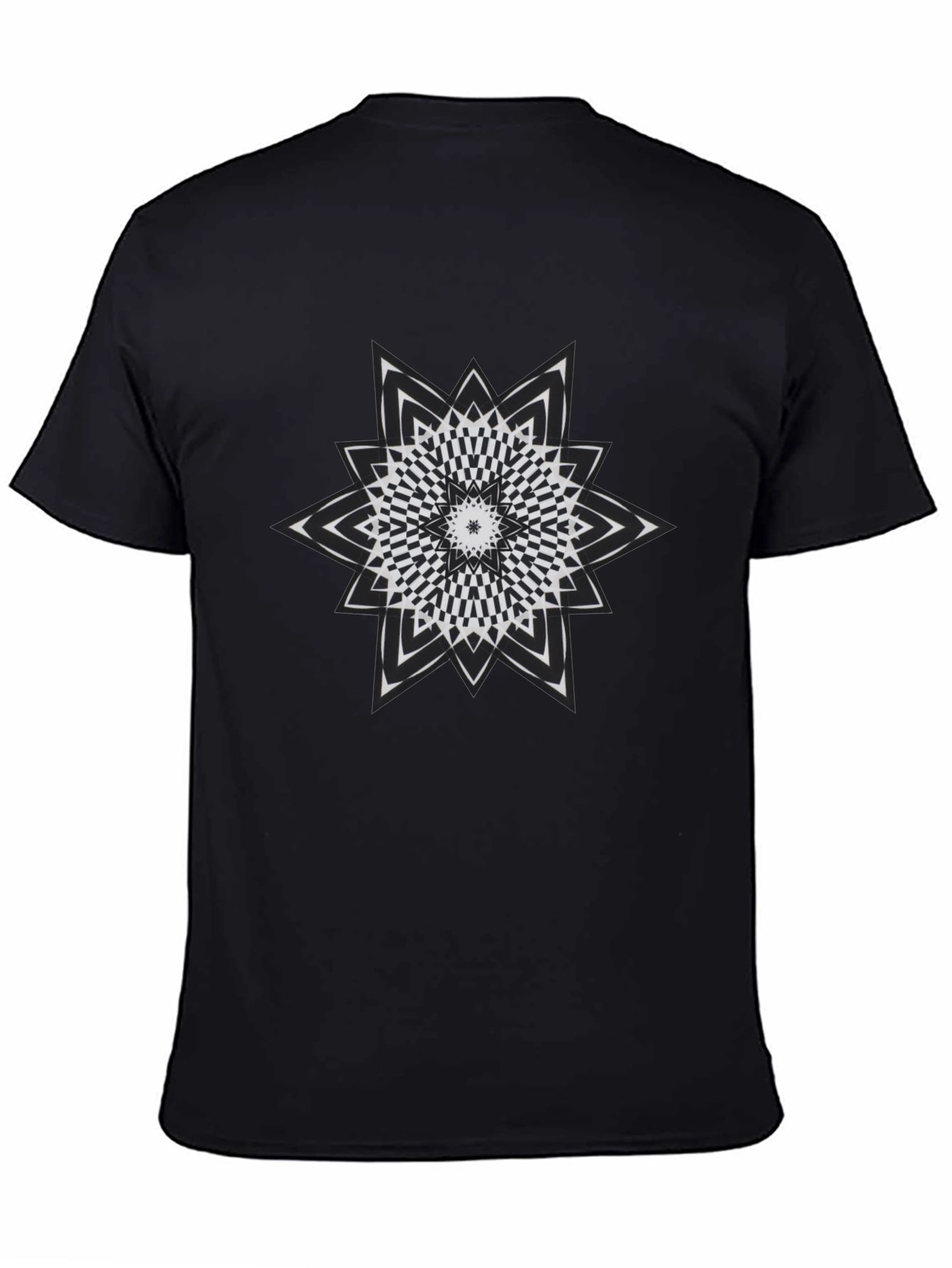 Optical Illusion Star Graphic Tee - Mens Black T-Shirt
