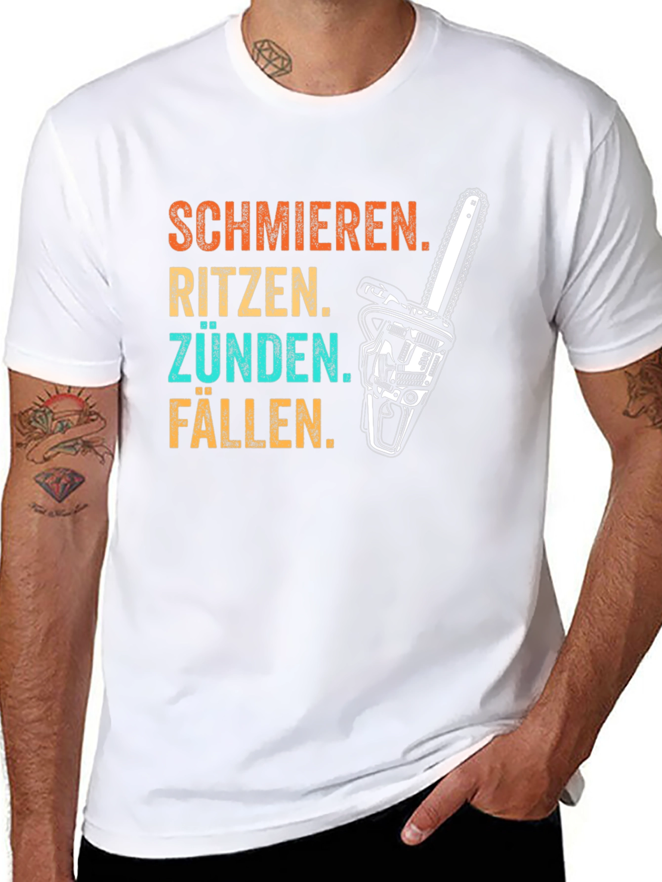 Schmieren Ritzen Zünden Fällen Chainsaw T-Shirt
