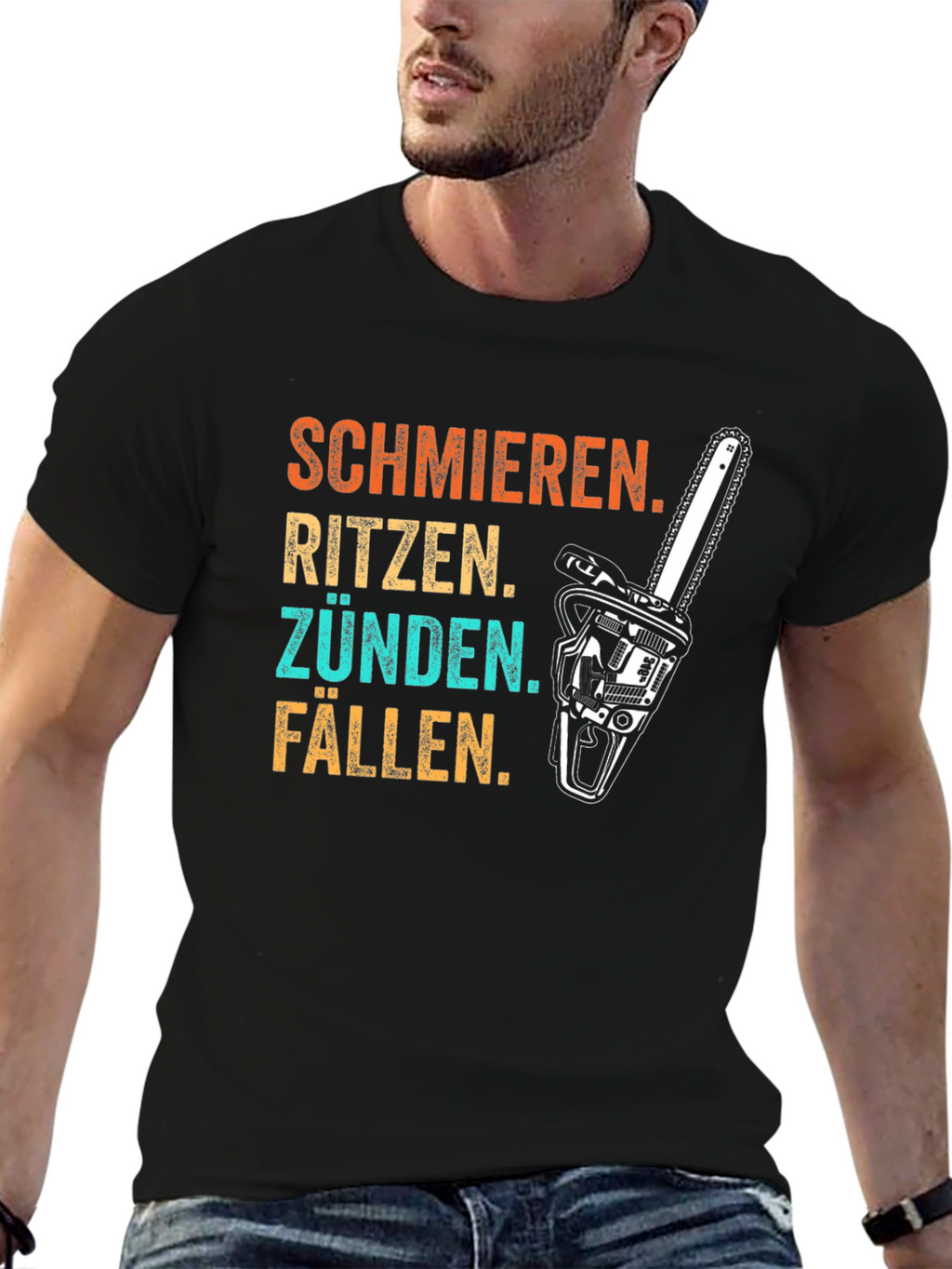 Schmieren Ritzen Zünden Fällen Chainsaw T-Shirt