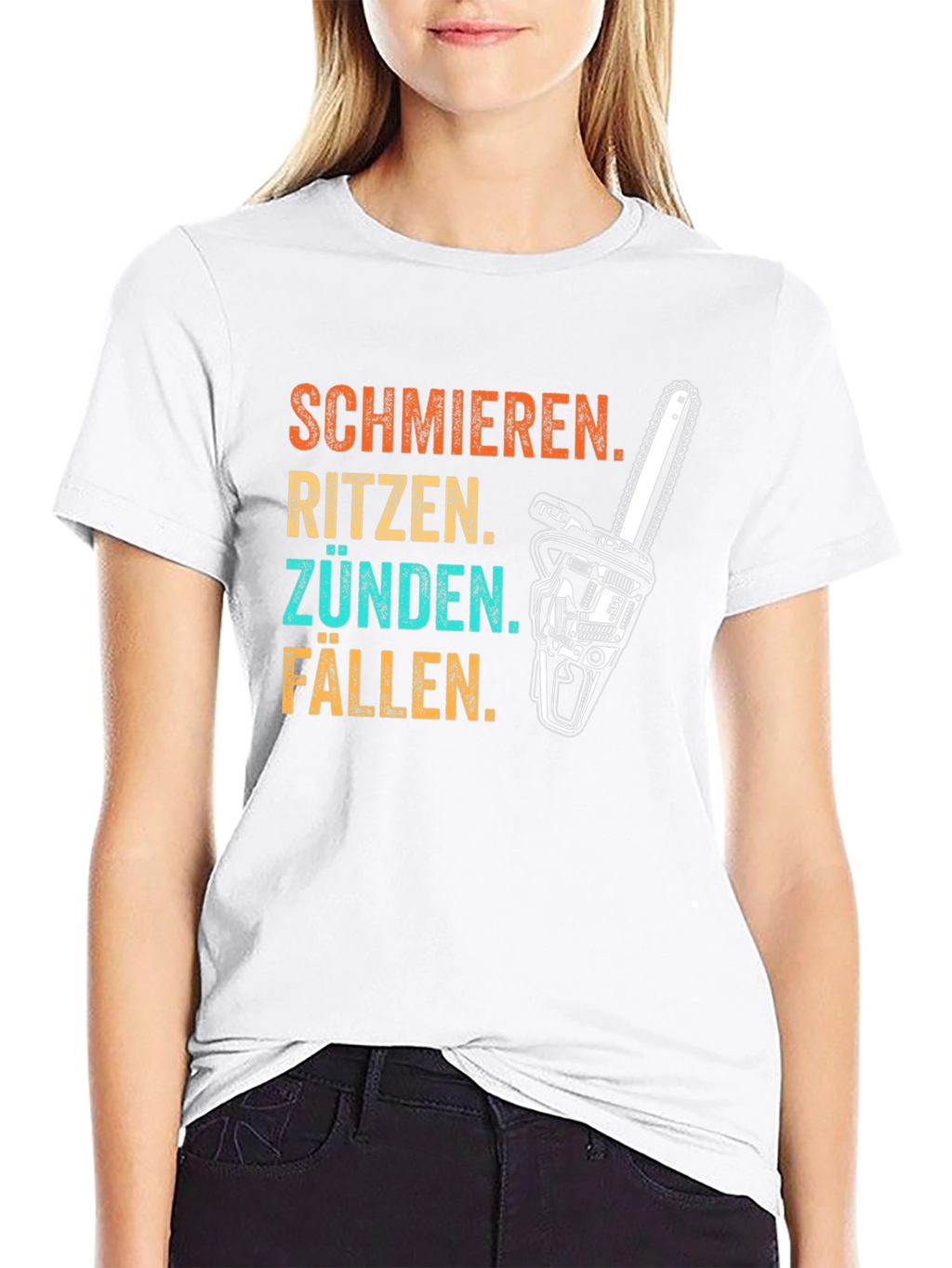 Schmieren Ritzen Zünden Fällen Chainsaw T-Shirt