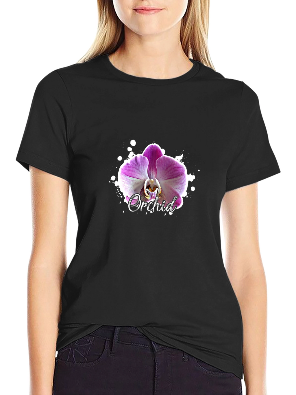 Orchid Graphic Black T-Shirt