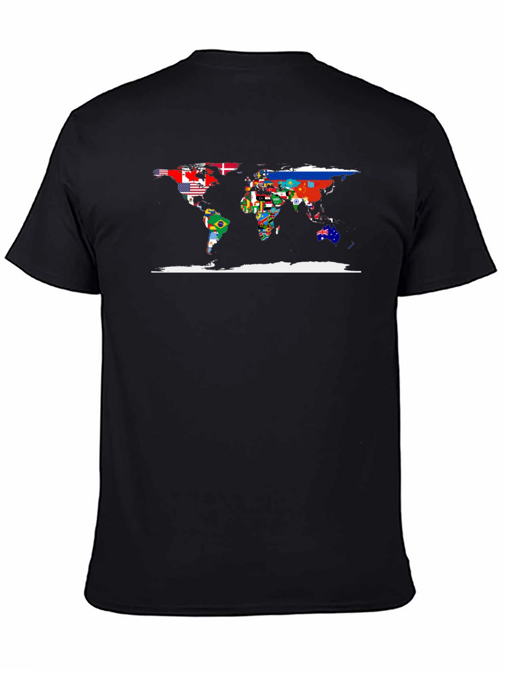 World Flags Map Black T-Shirt