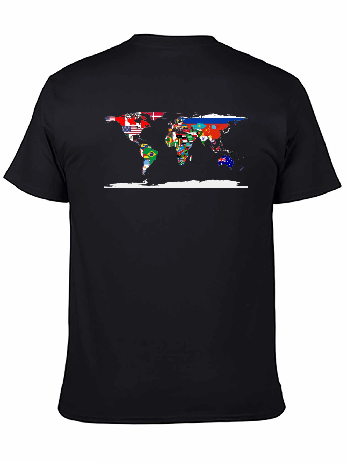 World Flags Map Black T-Shirt