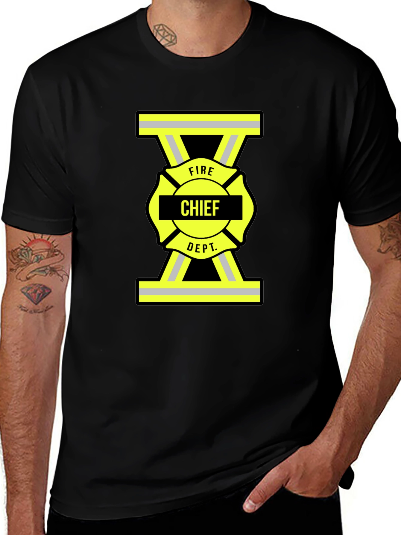 Fire Chief Dept. T-Shirt - Maltese Cross Firefighter Tee