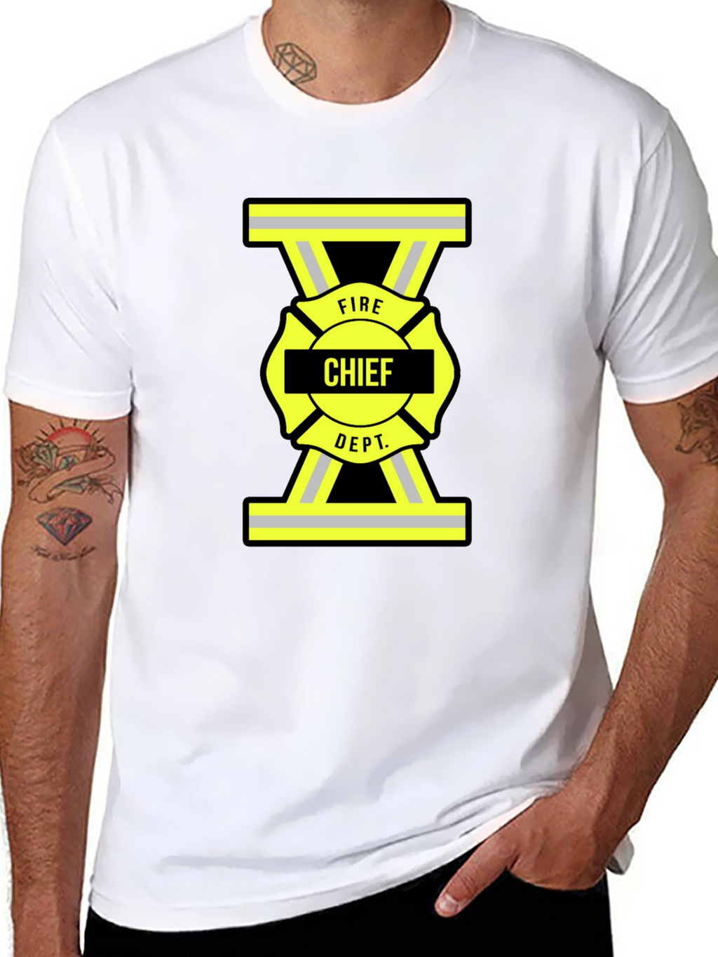 Fire Chief Dept. T-Shirt - Maltese Cross Firefighter Tee
