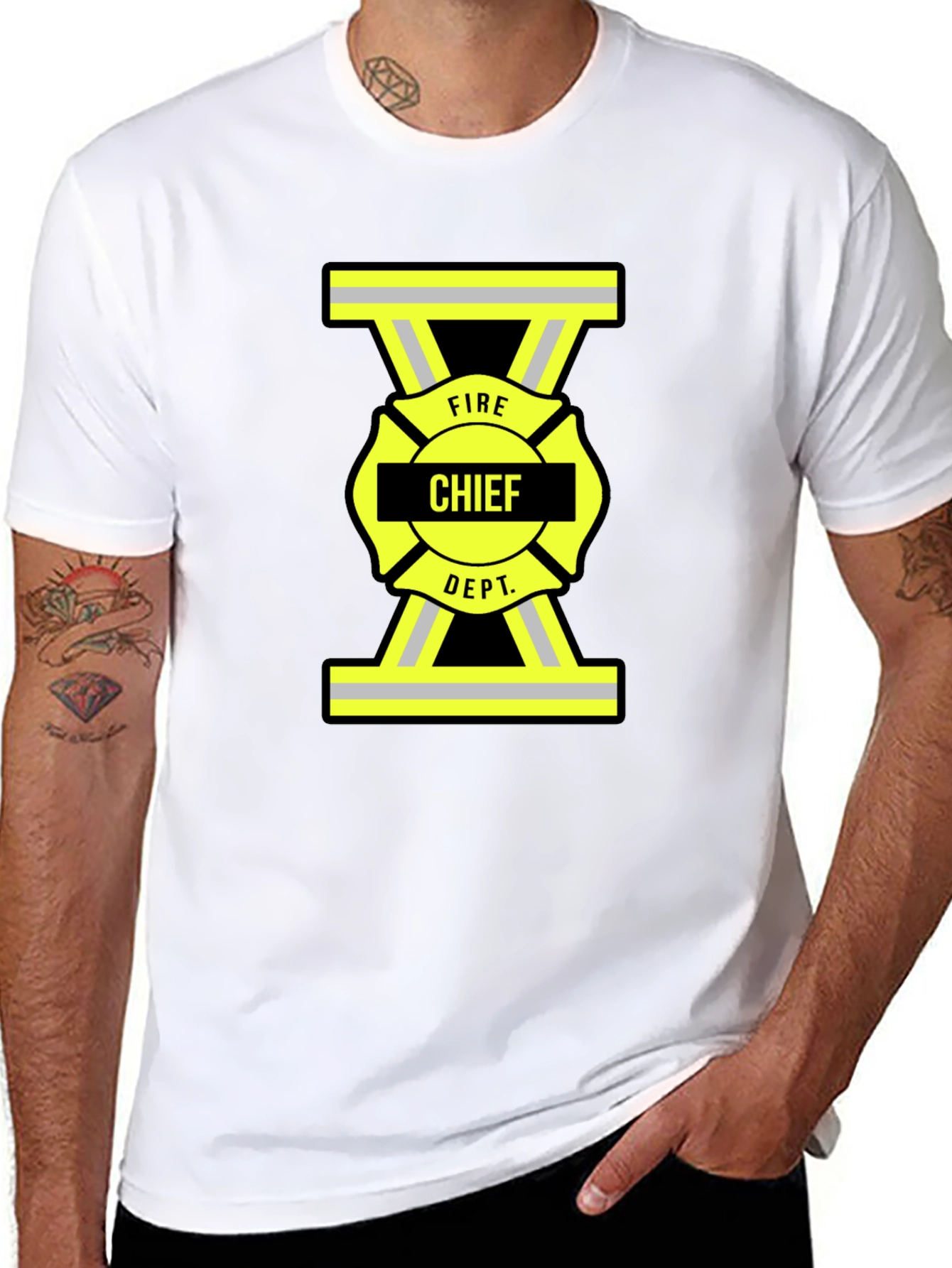 Fire Chief Dept. T-Shirt - Maltese Cross Firefighter Tee