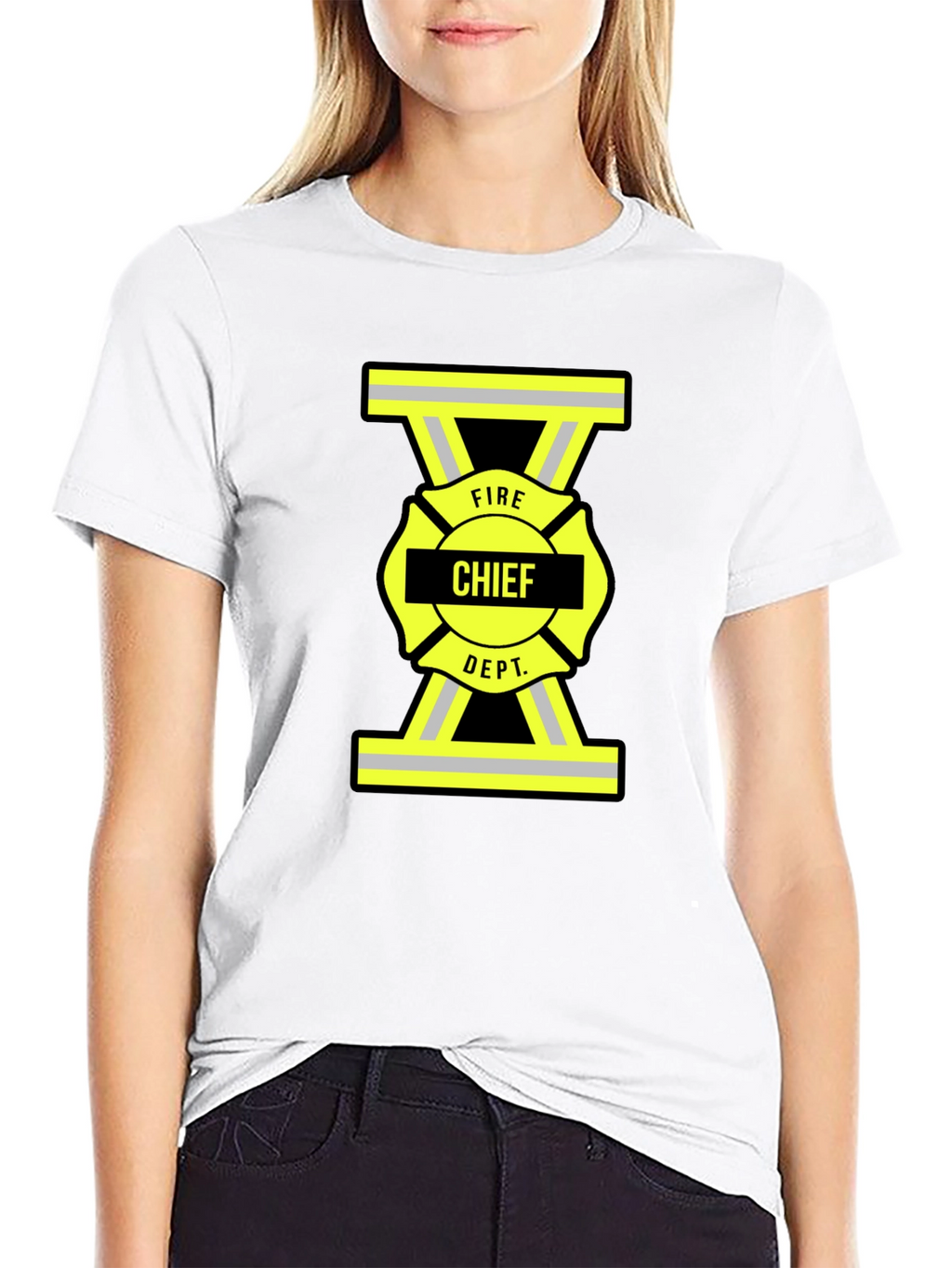 Fire Chief Dept. T-Shirt - Maltese Cross Firefighter Tee