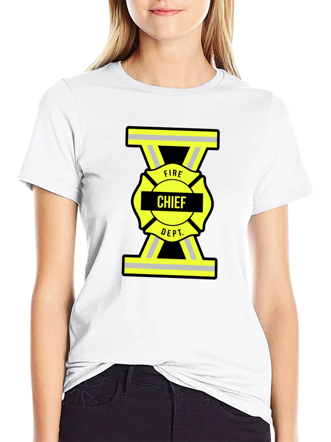 Fire Chief Dept. T-Shirt - Maltese Cross Firefighter Tee