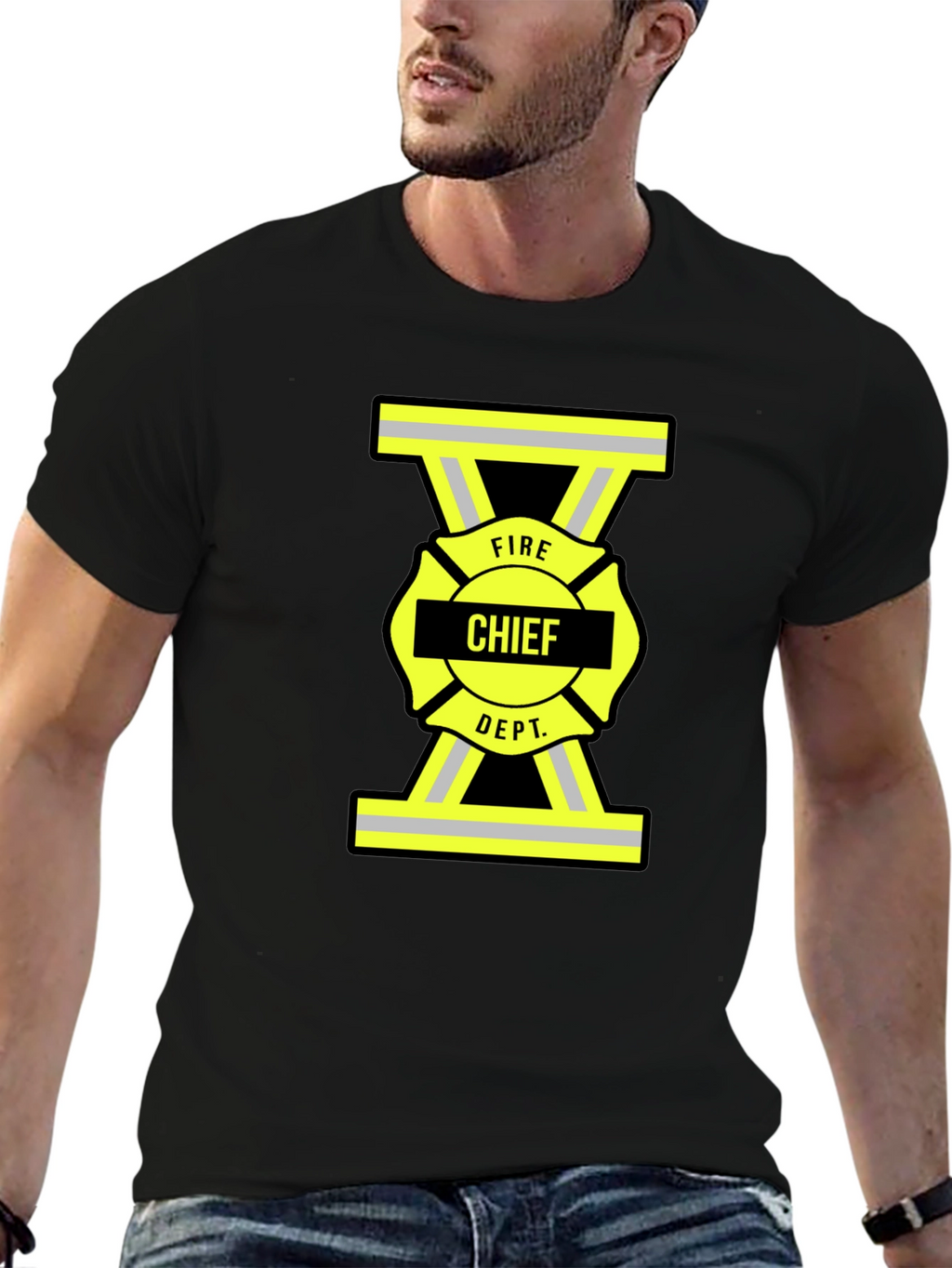 Fire Chief Dept. T-Shirt - Maltese Cross Firefighter Tee