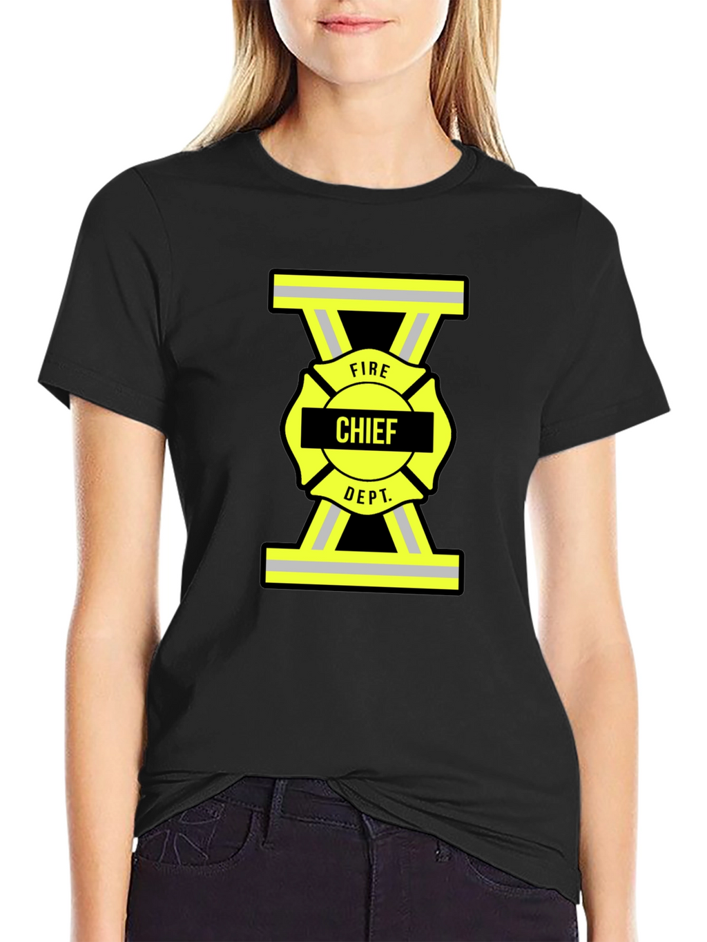 Fire Chief Dept. T-Shirt - Maltese Cross Firefighter Tee