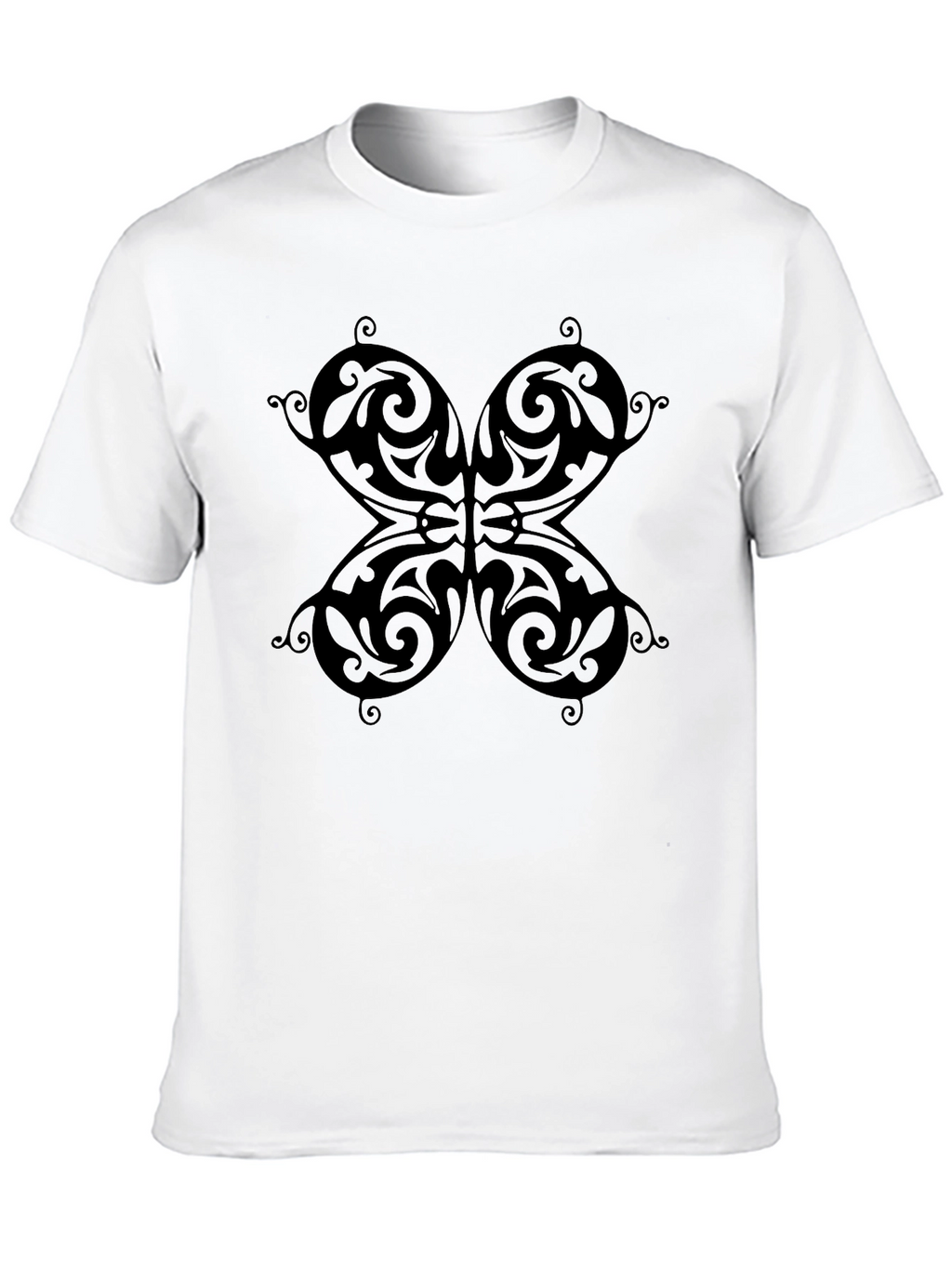 Tribal Butterfly Graphic Black T-Shirt