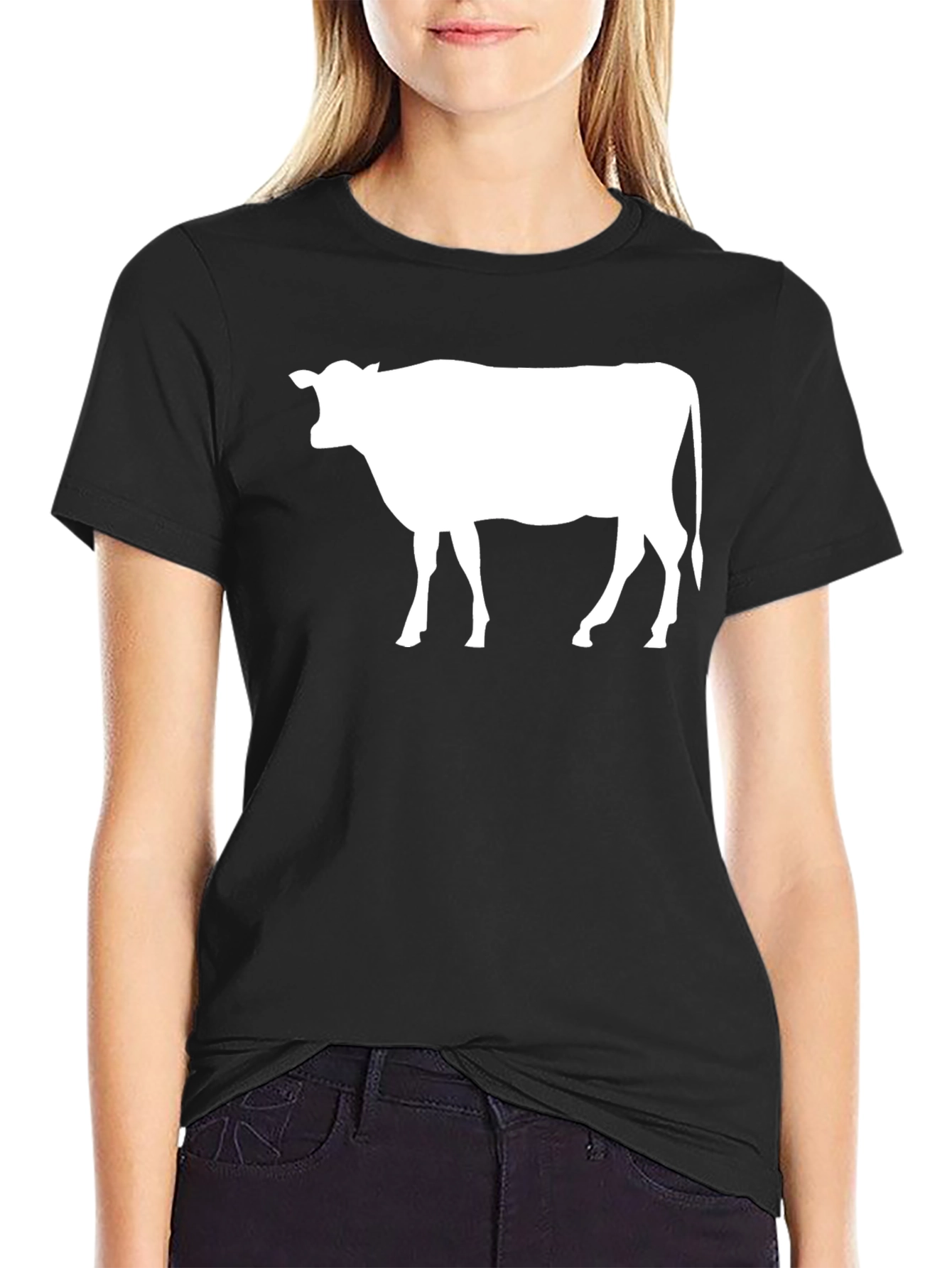 Cow Silhouette Black T-Shirt
