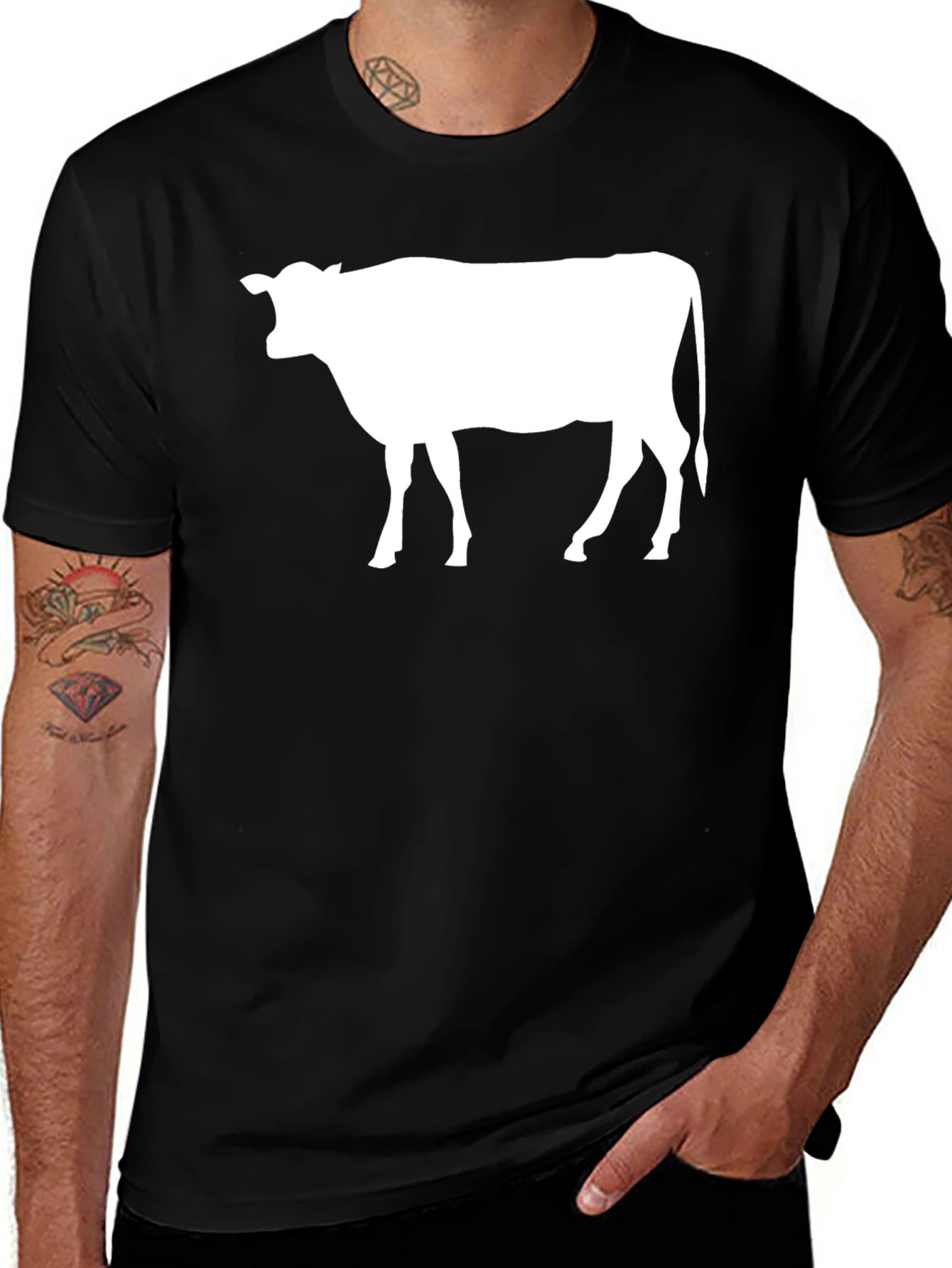 Cow Silhouette Black T-Shirt