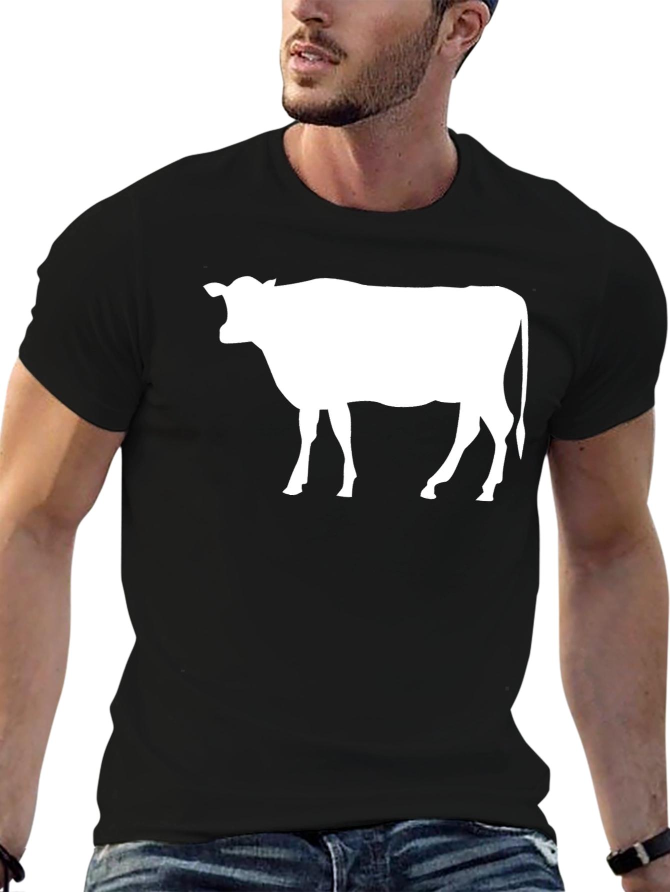 Cow Silhouette Black T-Shirt