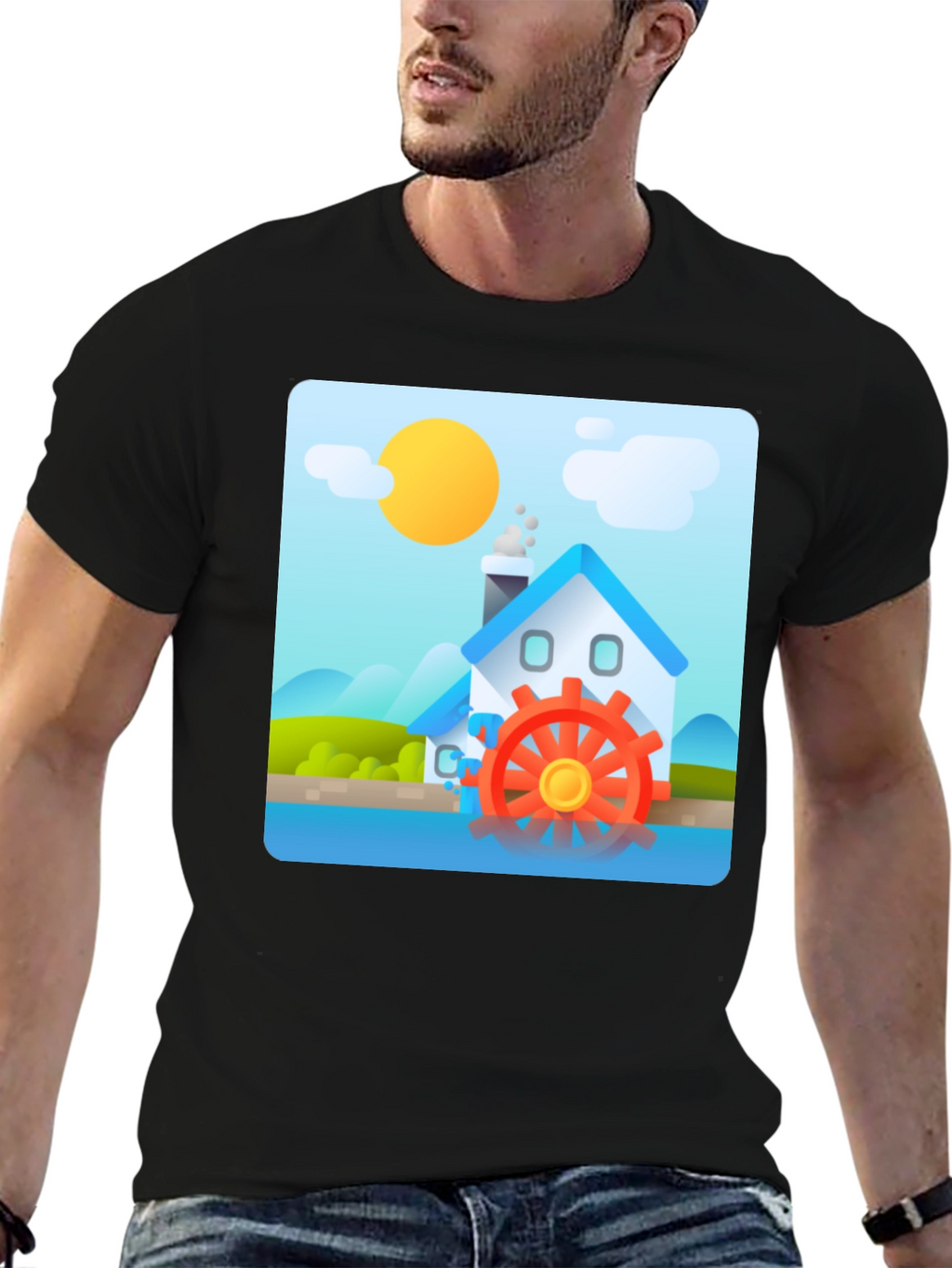 Water Wheel House T-Shirt - Nature Inspired Design