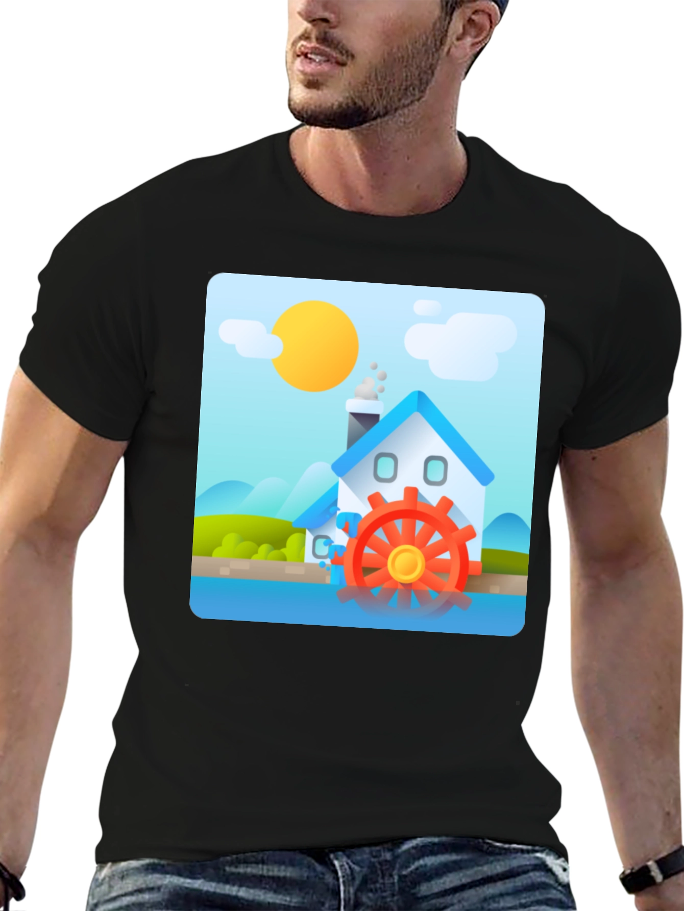 Water Wheel House T-Shirt - Nature Inspired Design