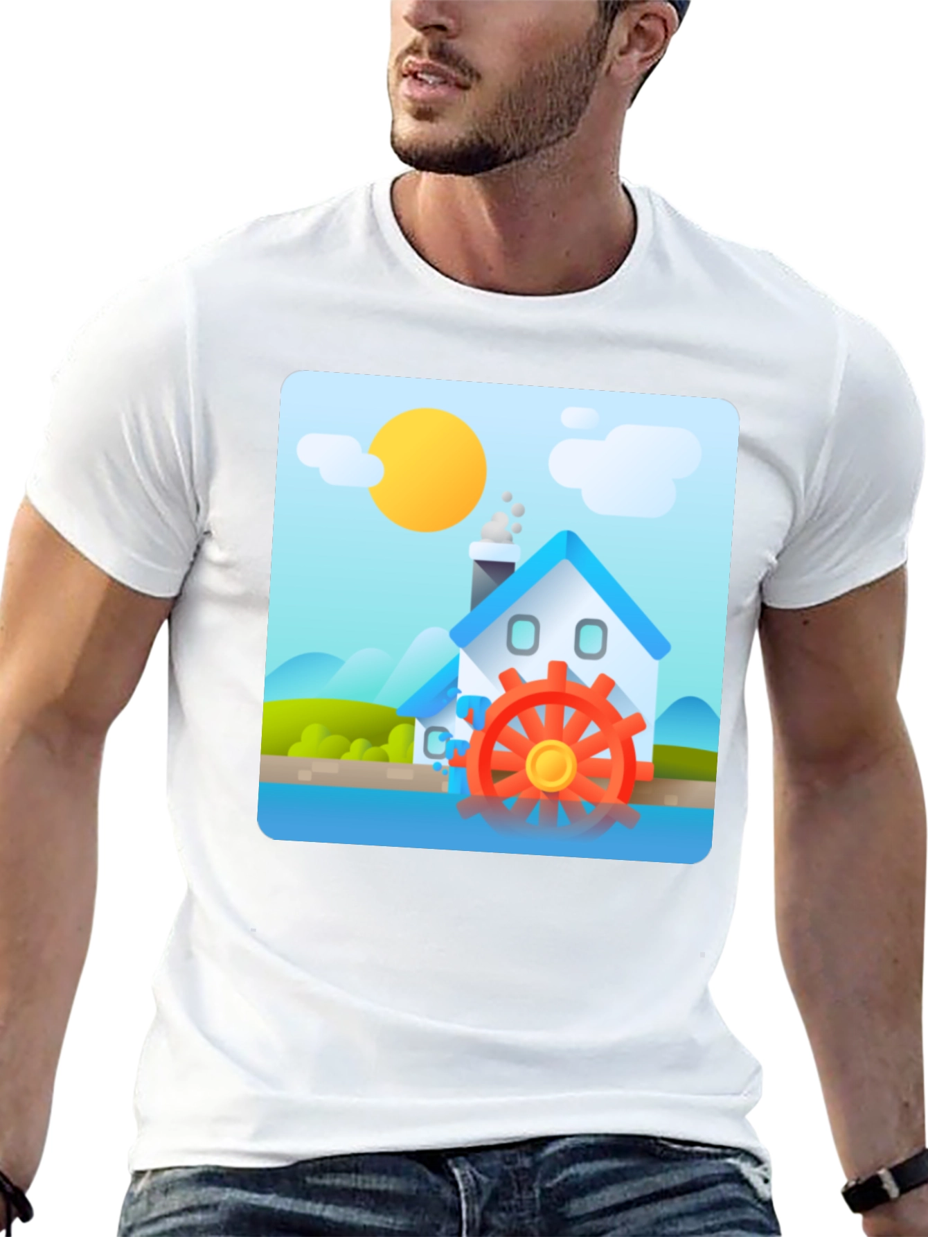 Water Wheel House T-Shirt - Nature Inspired Design