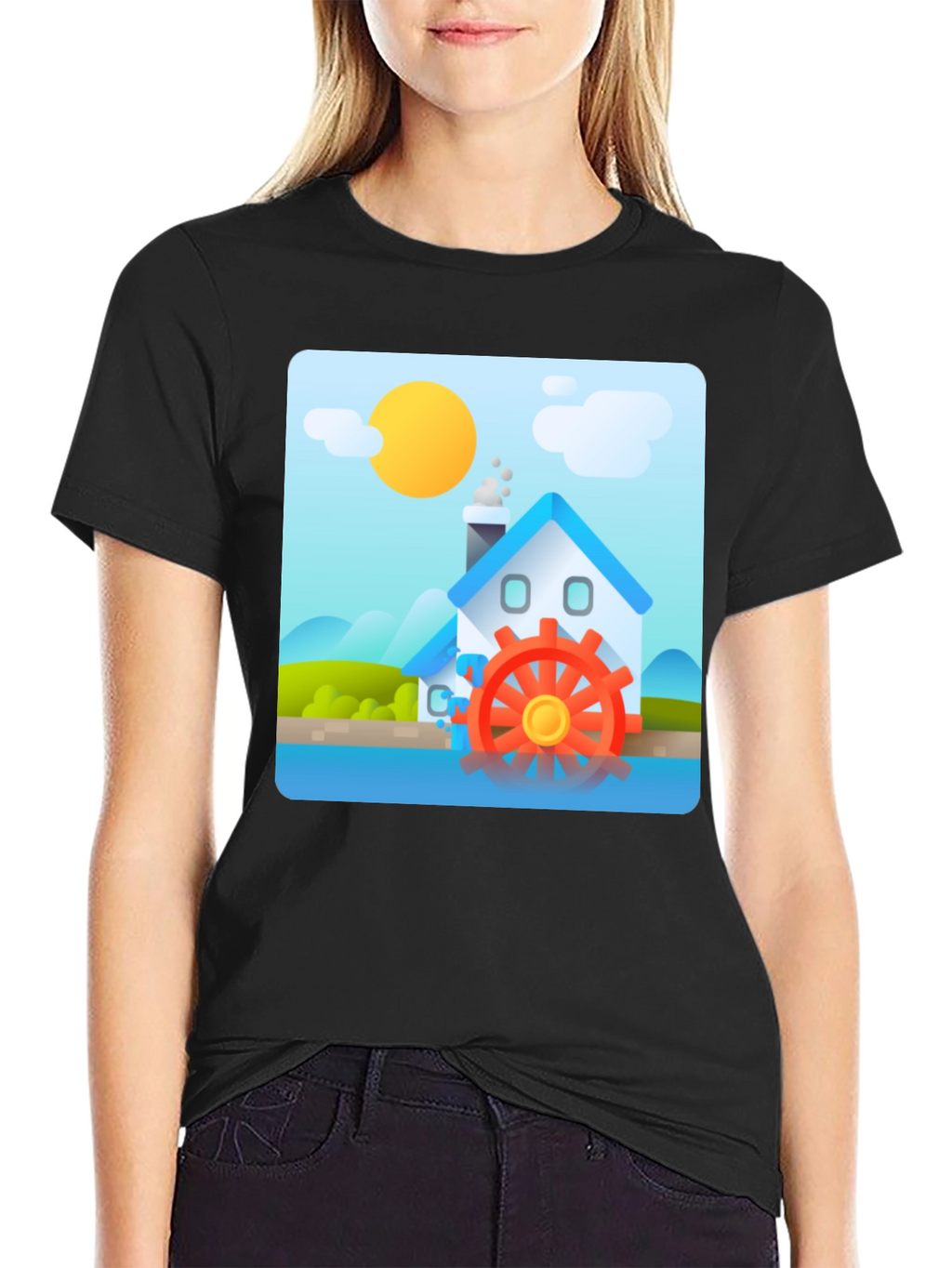 Water Wheel House T-Shirt - Nature Inspired Design