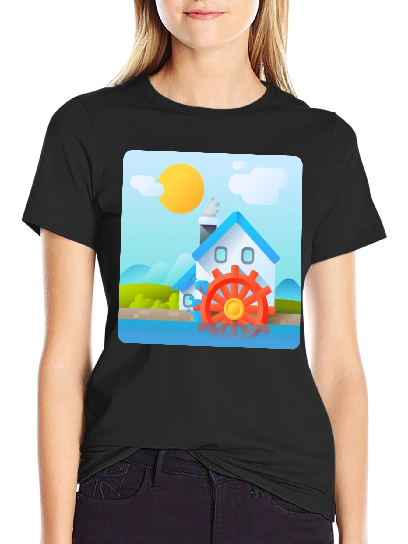Water Wheel House T-Shirt - Nature Inspired Design