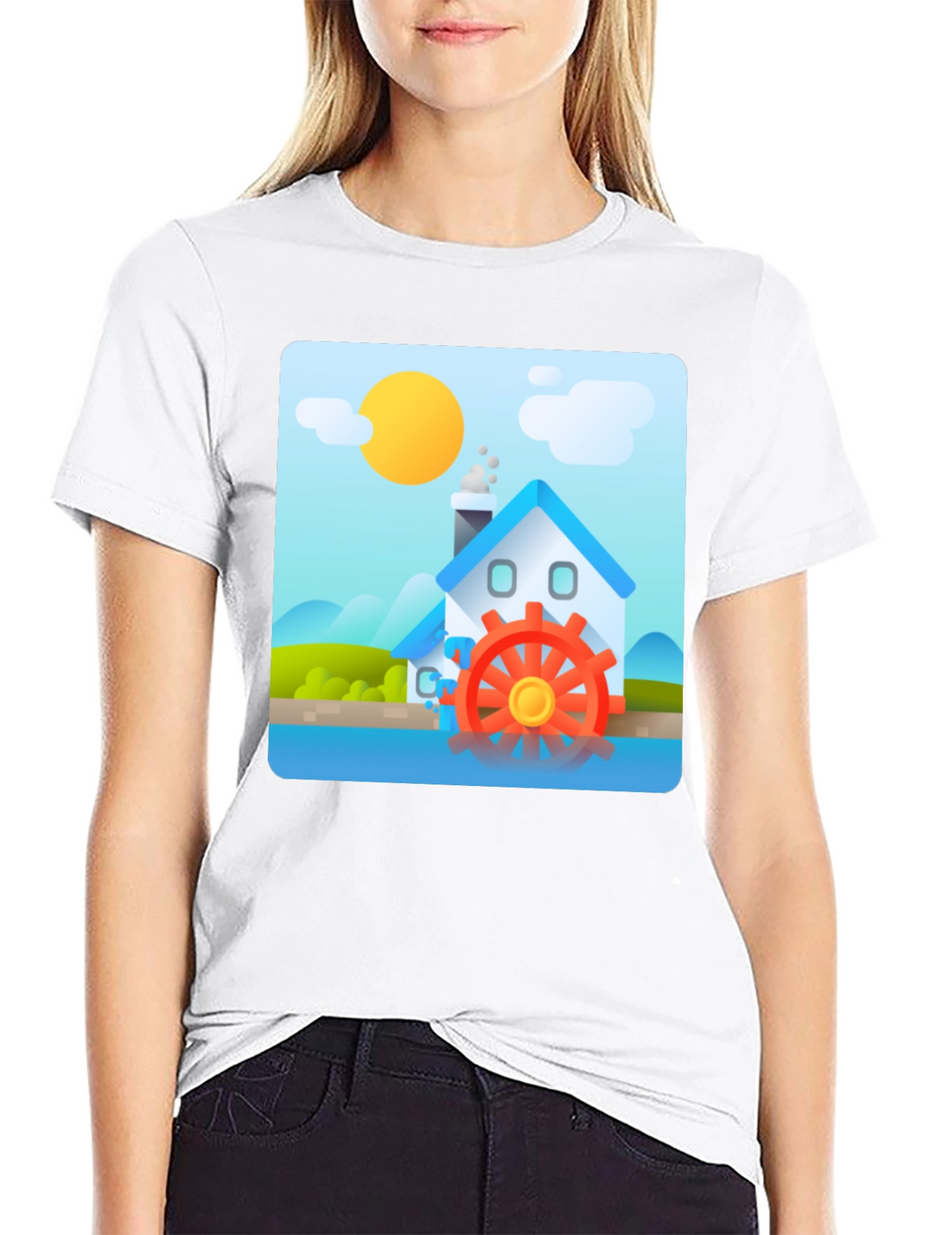 Water Wheel House T-Shirt - Nature Inspired Design