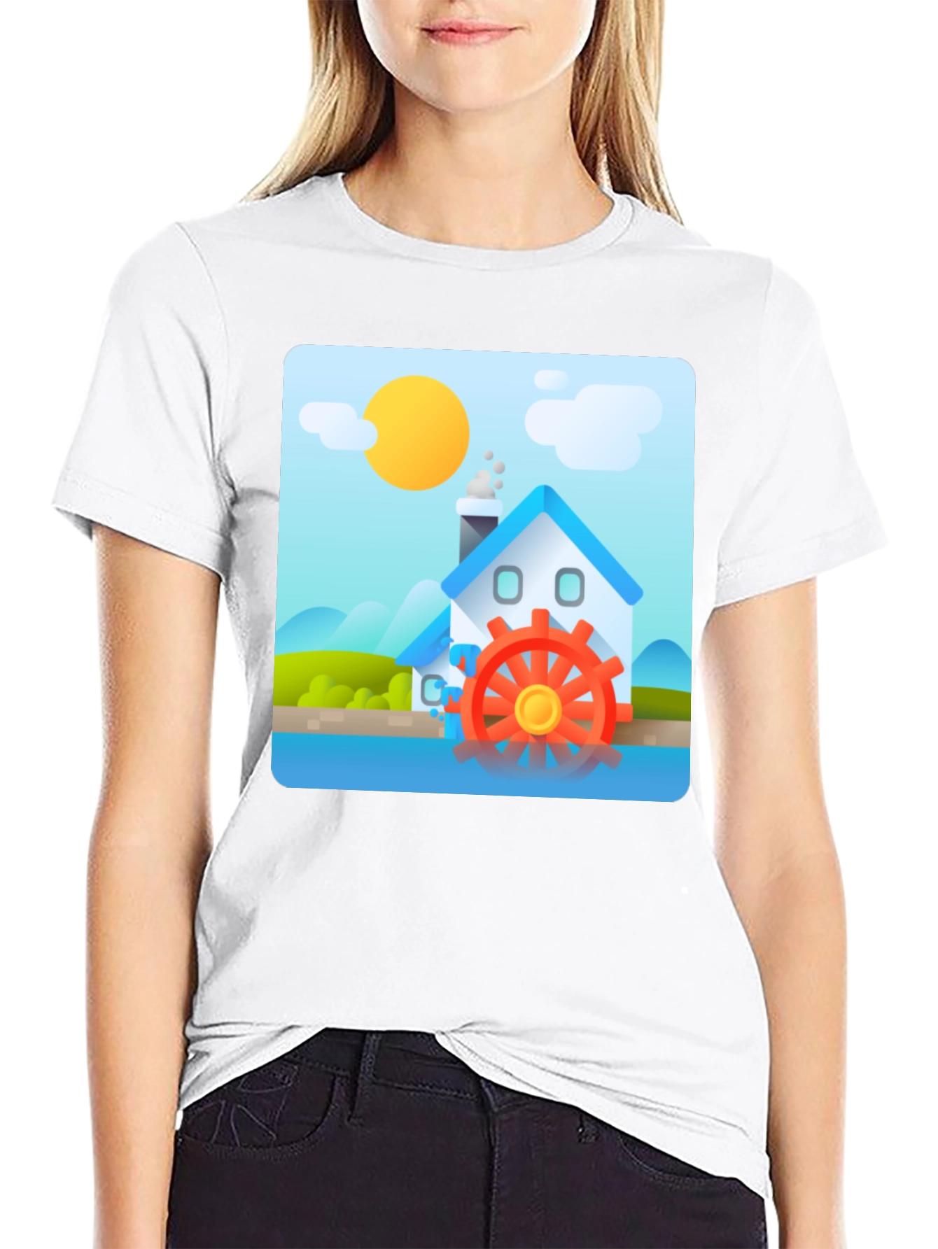 Water Wheel House T-Shirt - Nature Inspired Design