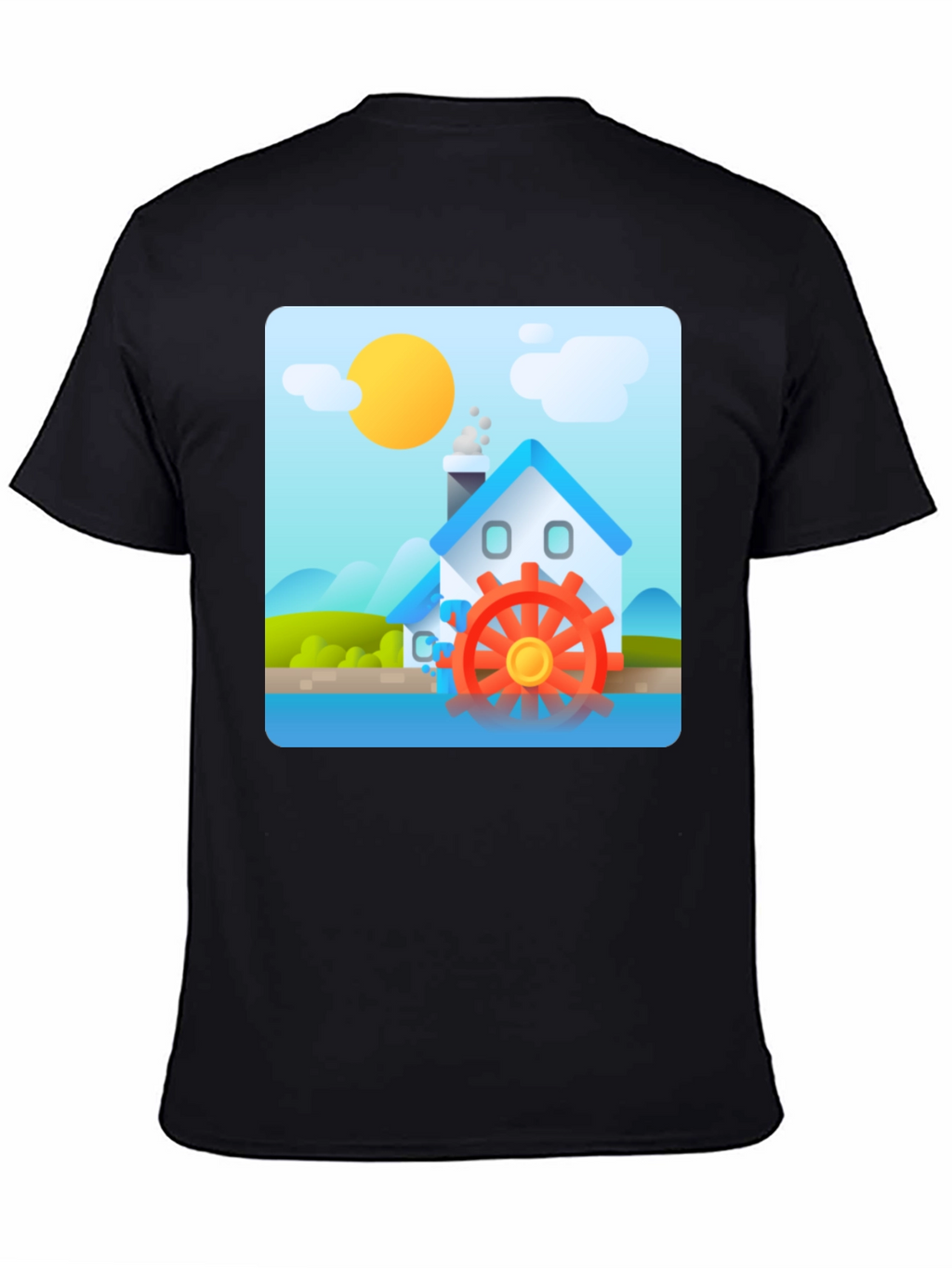 Water Wheel House T-Shirt - Nature Inspired Design