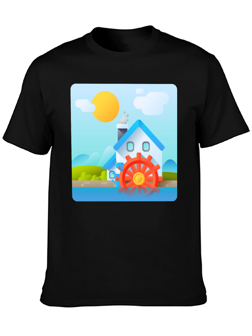Water Wheel House T-Shirt - Nature Inspired Design