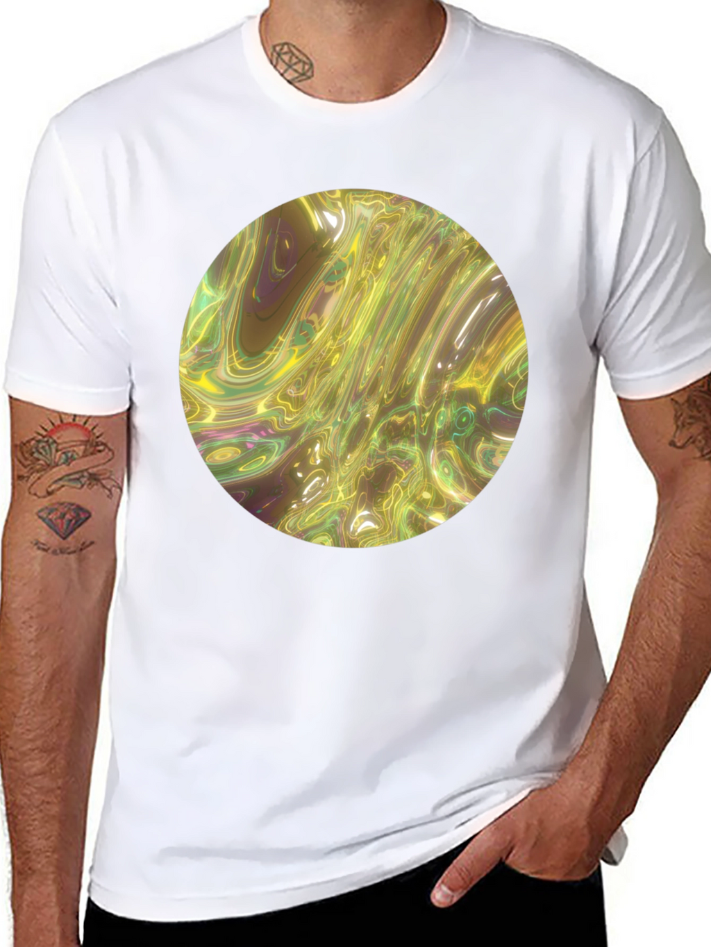 Abstract Circle Print Black T-Shirt