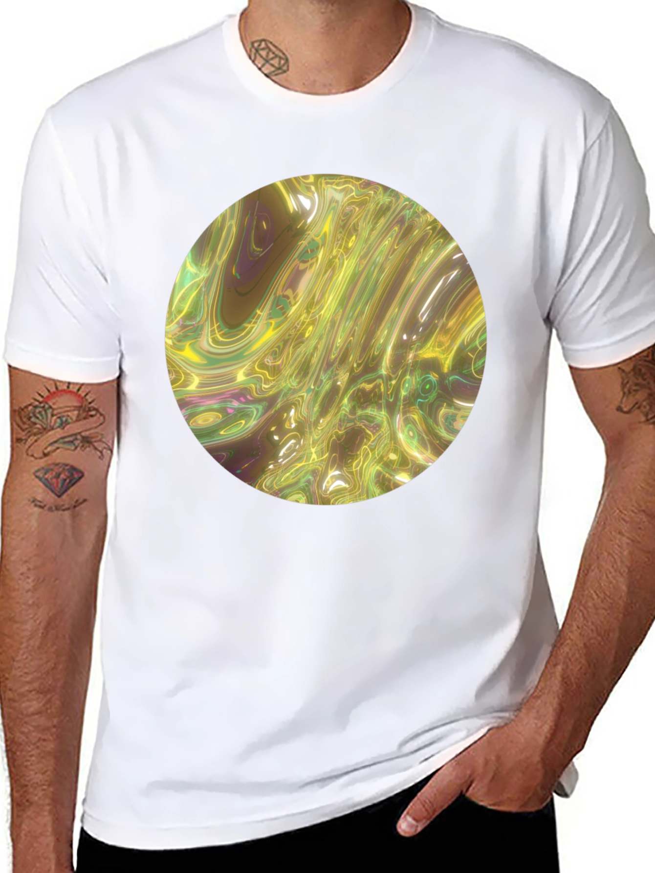 Abstract Circle Print Black T-Shirt