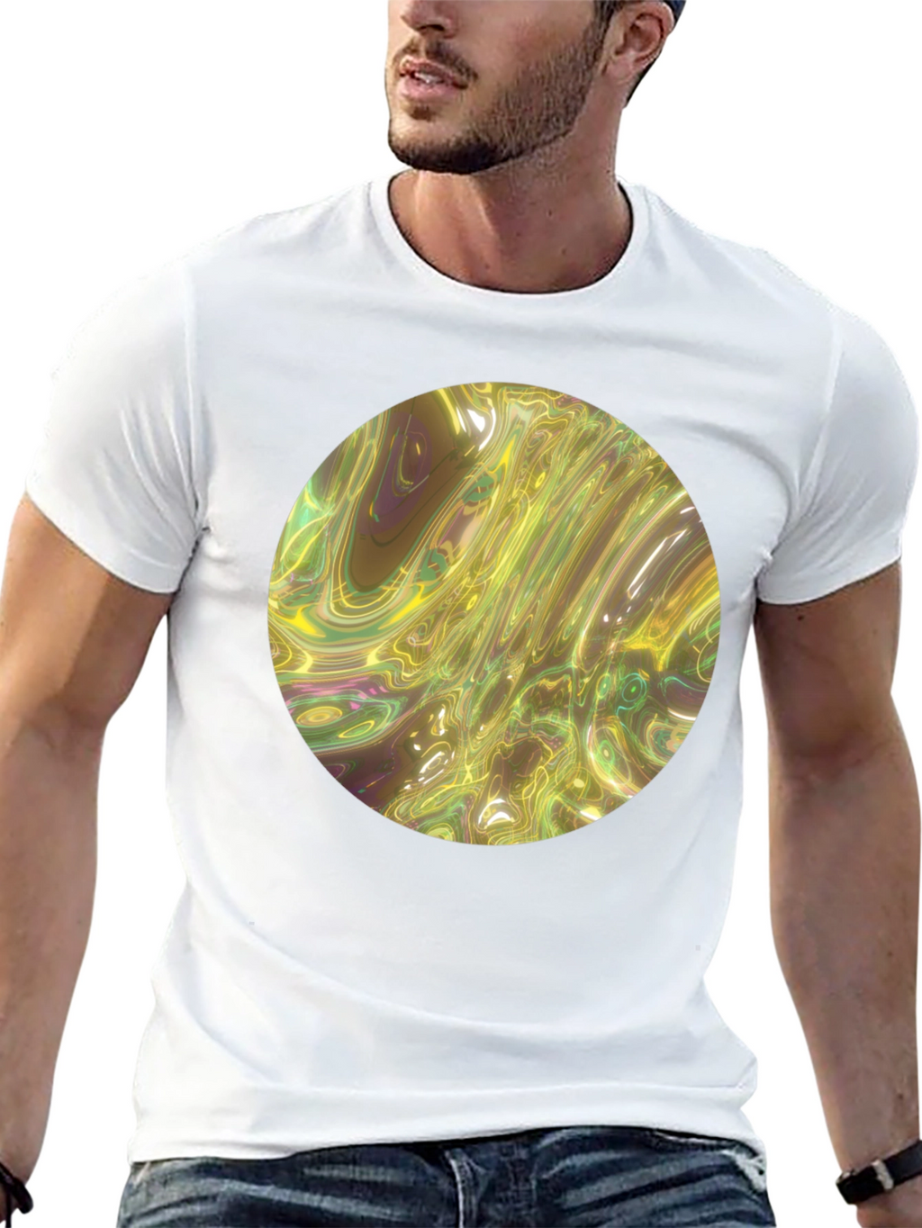 Abstract Circle Print Black T-Shirt